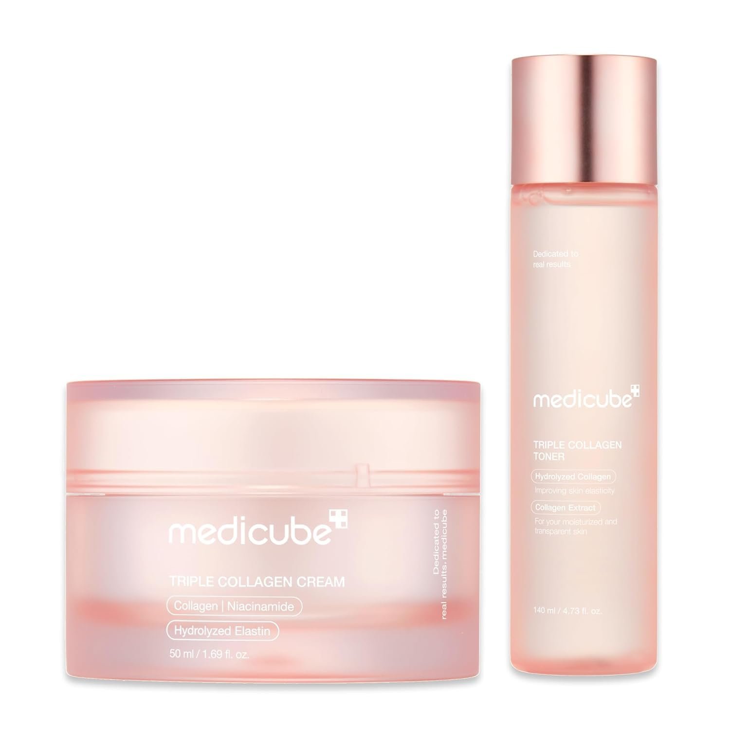 medicube Triple Collagen Prep and Glow Duo: Triple Collagen Cream and Triple Collagen Toner | Hyaluronic Acid, Premium Elastin for Boosting Skin’s Moisture Barrier | Korean Skincare