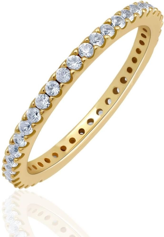 Stackable Eternity Ring for Women |Gold Plated – Ruby, Blue Sapphire, Simulated Diamond, Pink Sapphire, Emerald| Wedding Band |hypoallergenic Rings| Labradorite Ring | Birthstone Gift Jewelry for Her