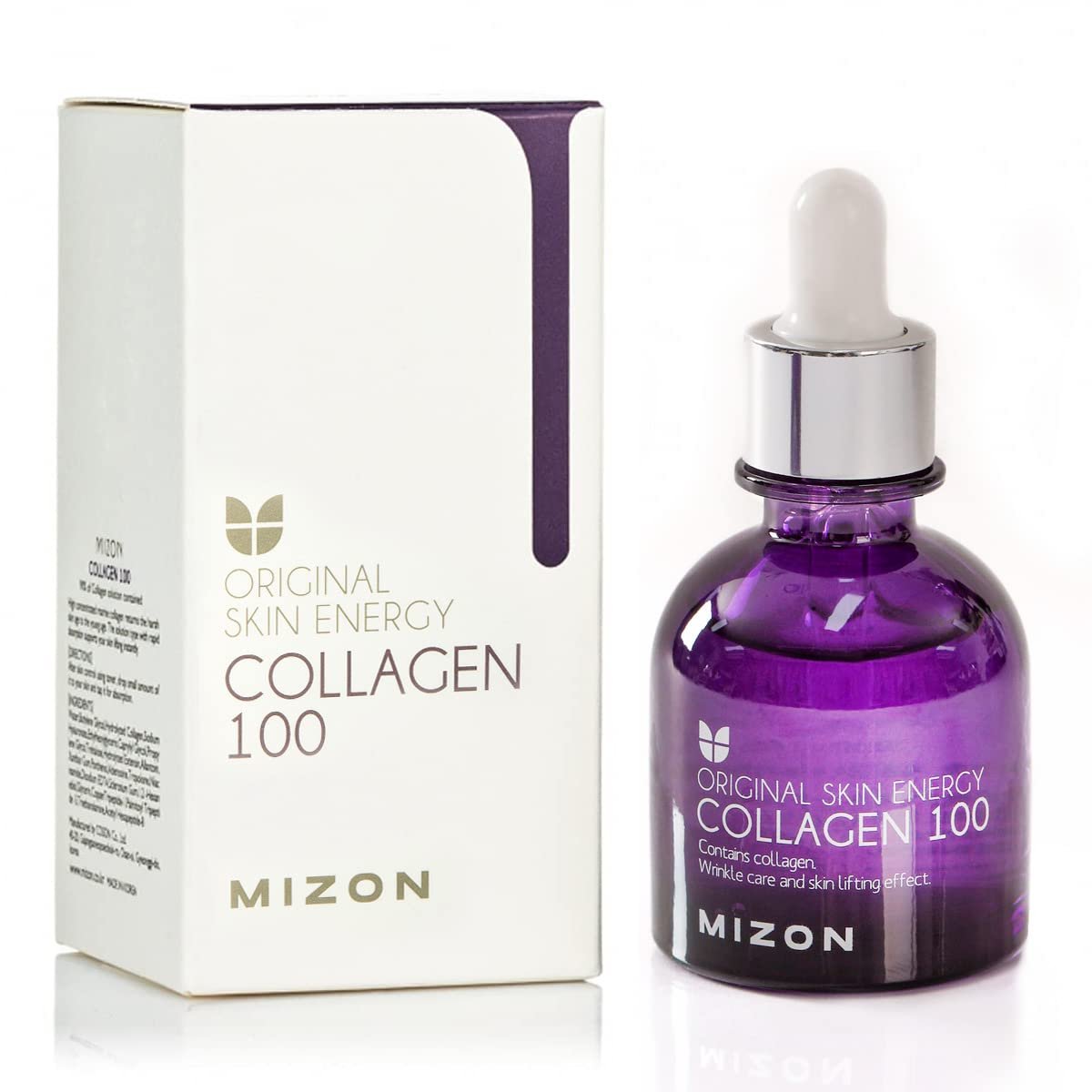 MIZON Marine Collagen 100 Ampoule Serum Korean Collagen Peptide Serum for Firming Skin Wrinkles Hydrating Anti Aging K-Beauty Serum with Adenosine Panthenol & Centella (1.01 fl oz)