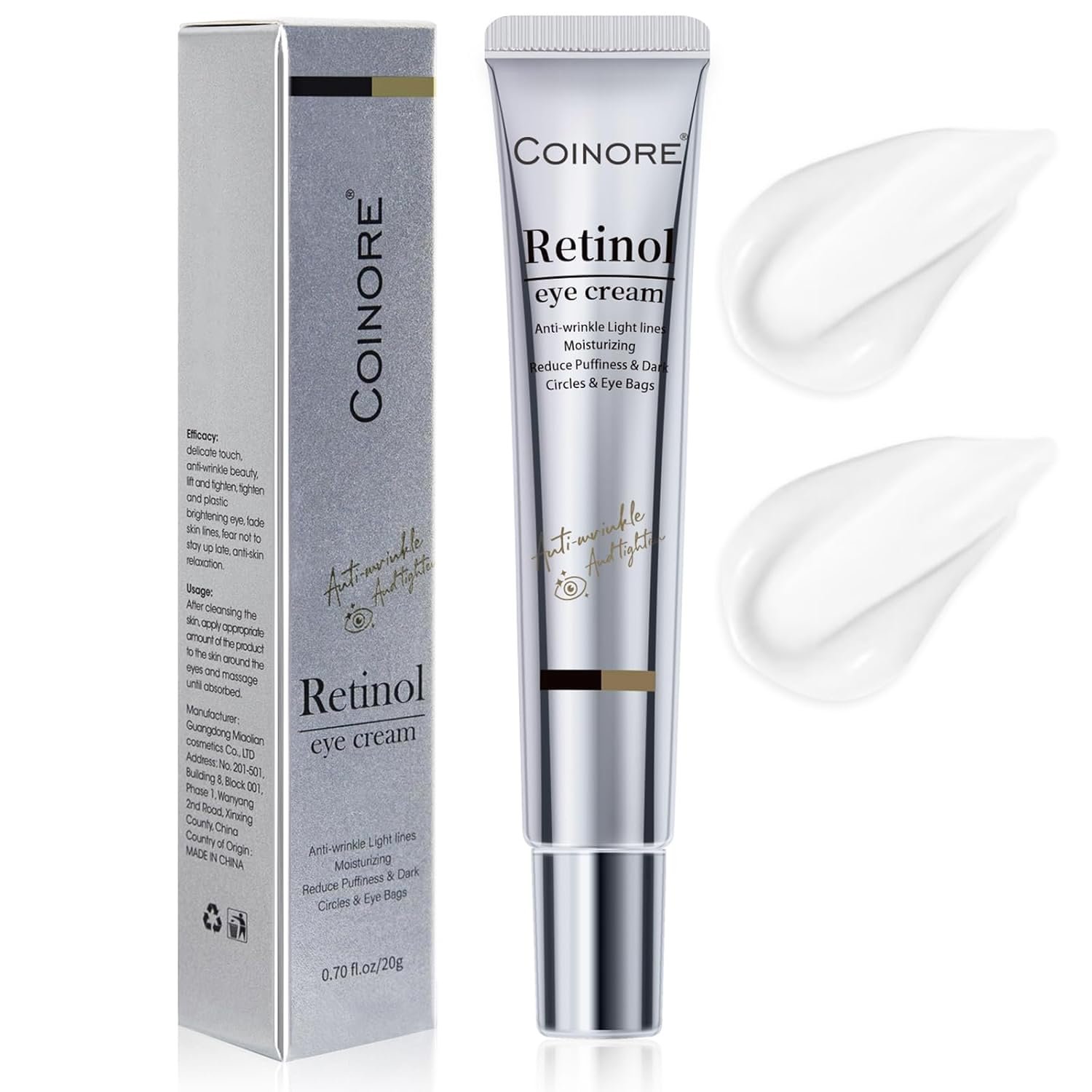 Retinol Under Eye Cream – Cream for Men & Women, Dark Circles, Puffiness & Wrinkles, Anti-Aging Eye Cream for Fine Lines, 0.7 Fl Oz