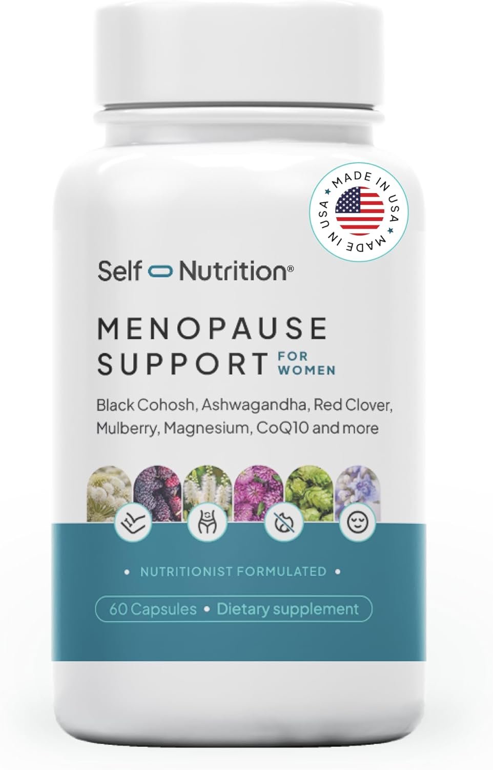 SELF NUTRITION Menopause Support for Women -All-Natural, Hormone-Free Perimenopause & Menopause Support. Third-Party Tested – Hot Flashes, Mood, Energy, Sleep & More. Made in USA, 60 Capsules​.
