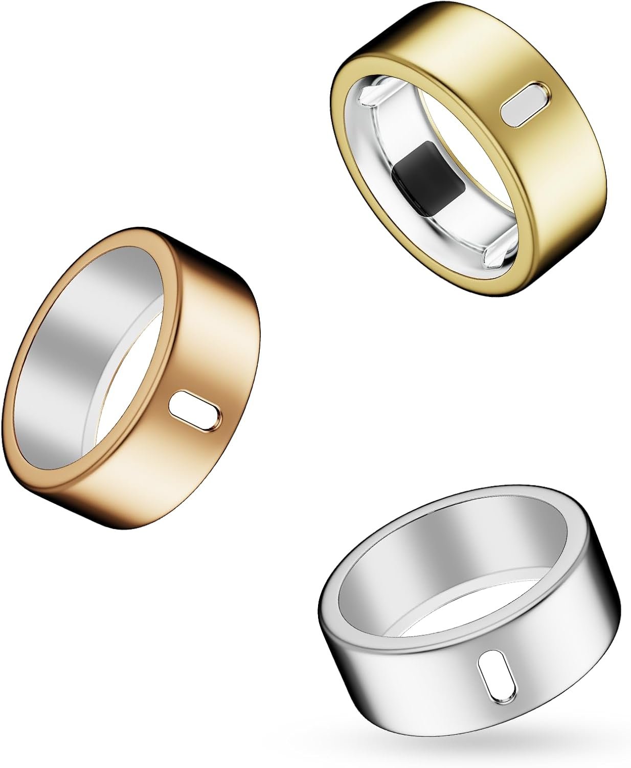 Cover Compatible for Oura Ring Gen 4/Gen 3 Horizon/Gen 3 Heritage,(NOT Compatible with Oura Ring 4-Ceramic), Charging Directly,TPU Finger Protector for Workout Women Men-Gold+Silver+Rosegold-Size 9