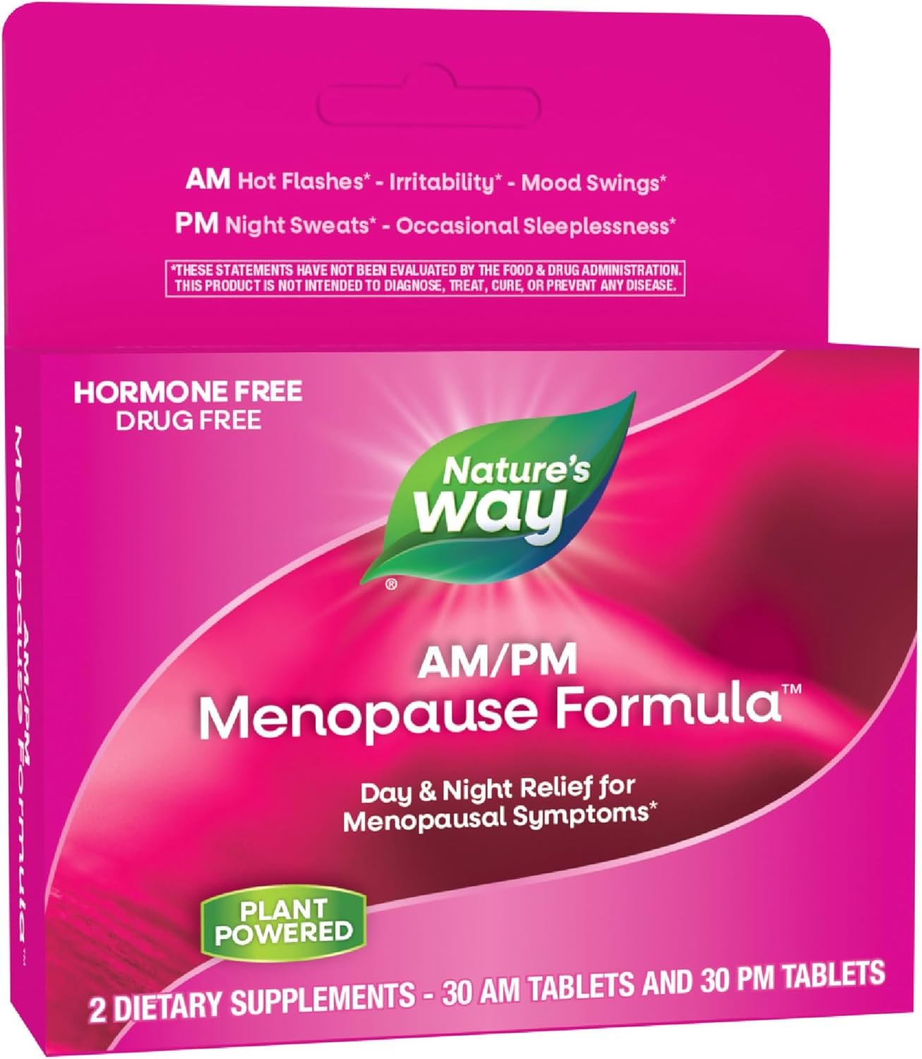 Nature’s Way AM/PM Menopause Supplements for Women, Hot Flash Relief*, Night Sweats*, Restful Sleep*, Mood Swings*, Hormone-Free Formulas with Black Cohosh, Theanine, Valerian, 60 Tablets