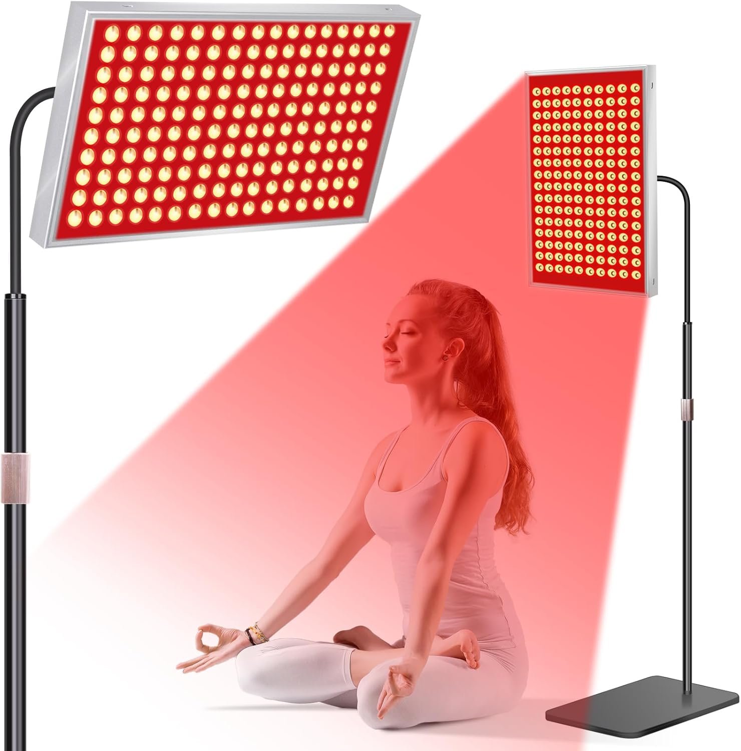 SAVILER® Red Light Therapy for Face & Body, 160 Dual-Wavelength LEDs Red Light Lamp Panel with Stand, 660nm 850nm Near Infrared Redlight Therapy Device for Home Skin Muscle