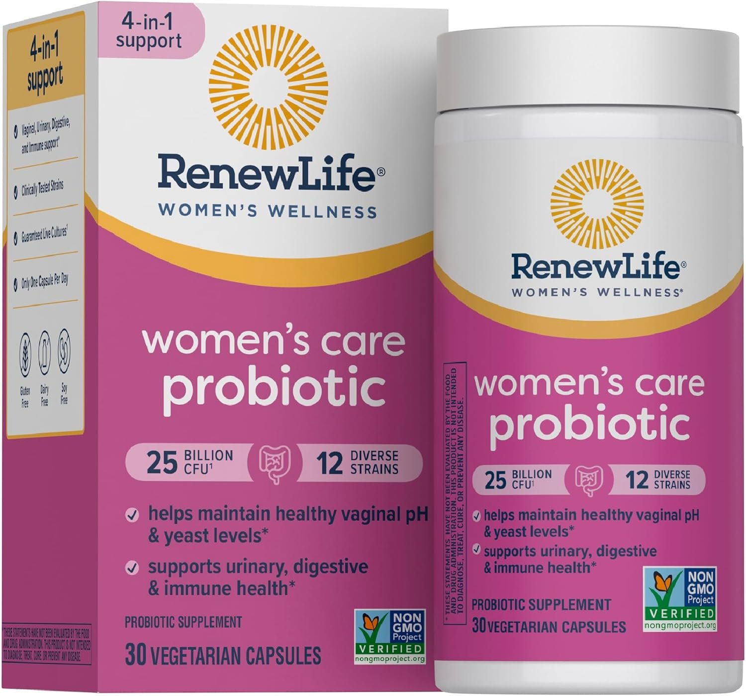 Renew Life Probiotics for Women, 25 Billion CFU Guaranteed, Probiotic Supplement for Digestive, Vaginal & Immune Health, Shelf Stable, Soy, Dairy & Gluten Free, 30 Capsules