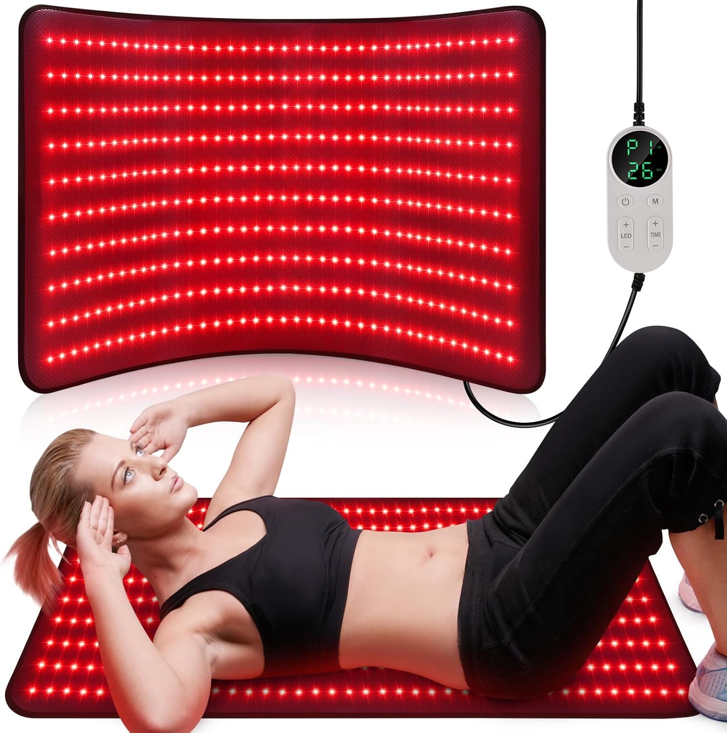 Pedete Red Light Therapy Mat for Body, 39”x24” Large Infrared Light Therapy Pad with Timer, Birthday Mothers Day Gifts for Women Men, 660nm&850nm for Back Shoulder Joint Full Body with Storage Bag