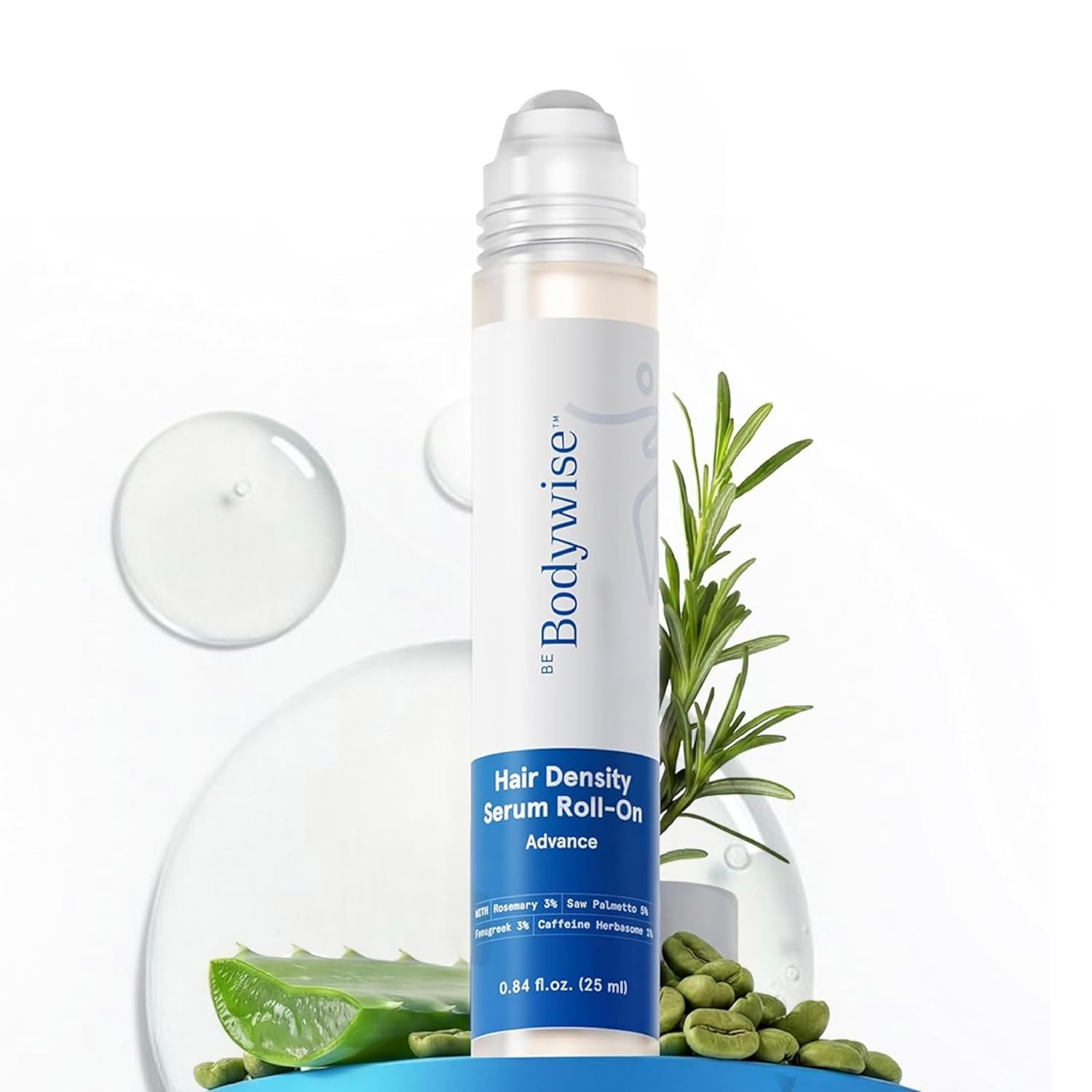 Be Bodywise Hair Growth Serum Roll On – 5% Saw Palmetto, 3% Rosemary Oil for Hair Growth, 3% Fenugreek,1% Caffeine Herbasome | Serum for Hair Loss & Hair Regrowth For Men & Women 25ml/0.84 fl oz