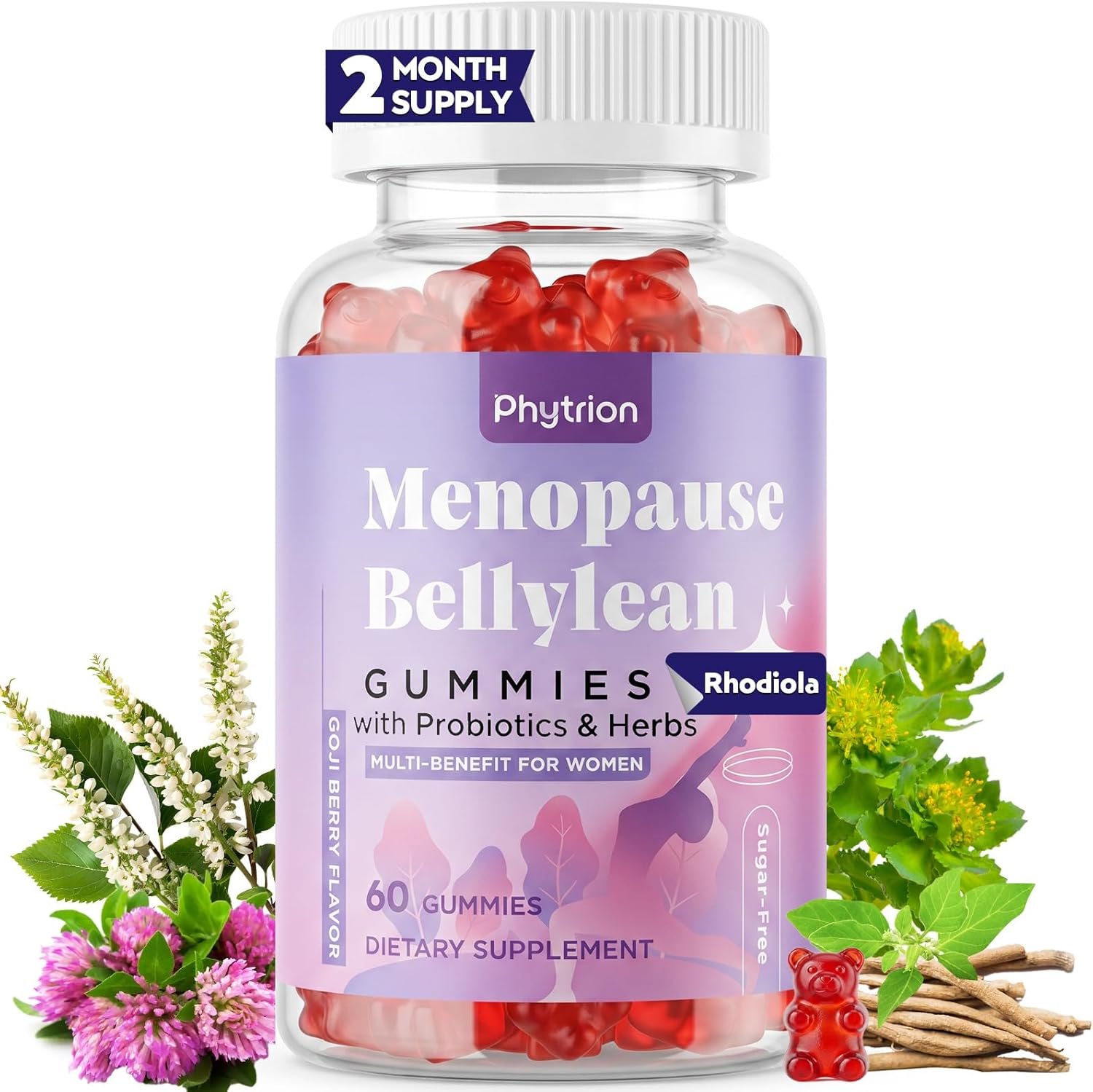 Menopause Supplements for Women, Sugar-Free, 16-in-1 Menopause Relief with Black Cohosh & Ashwagandha, 20 Billion CFU Probiotics, Hormone Harmony for Women, Night Sweats & Mood Swings, 60 Gummies