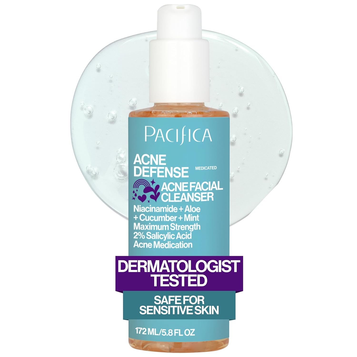 Pacifica Acne Defense Face Wash – Deep Pore Purifying Face Cleanser – w/ 2% Salicylic Acid, Pore Reducing Niacinamide & Inflammation Reducing Cucumber – for Sensitive Skin Vegan Dermatologist Tested