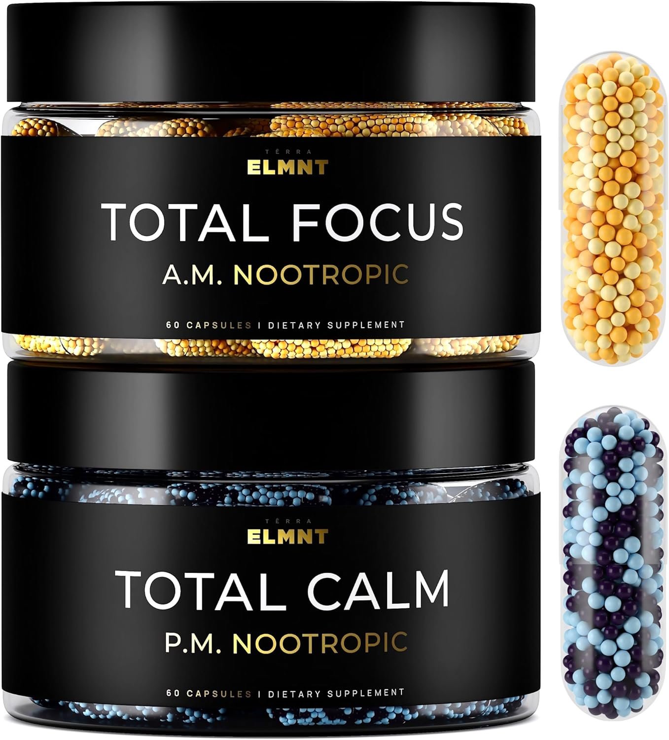AMPM Nootropic Total Focus + Calm 9X Strength w. Caffeine, L-Theanine, Alpha GPC, L-Tyrosine, Ashwagandha – X-Release Energy Pills Nootropics Brain Support Supplements for Memory and Focus Supplement