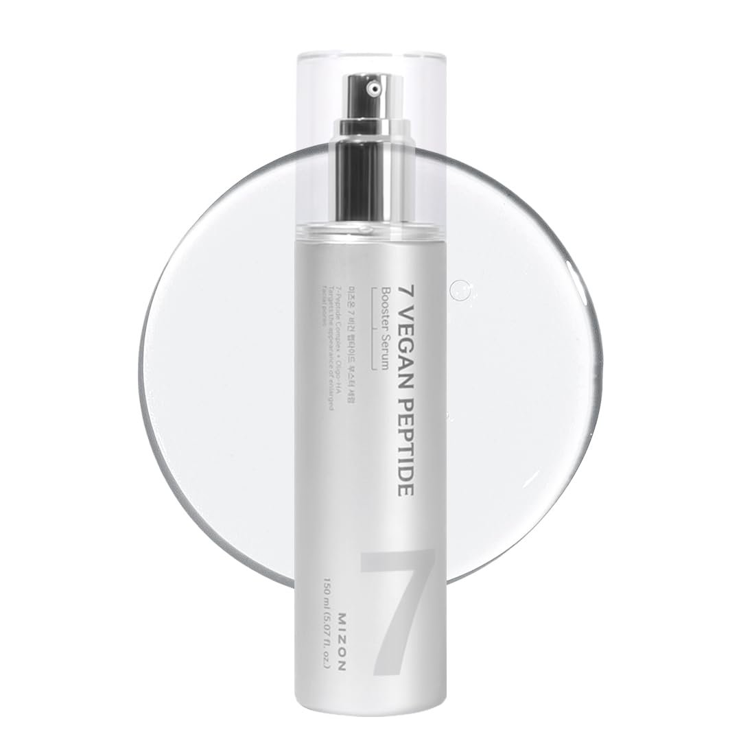 MIZON 7 Vegan Peptide Booster Serum | Korean Peptide Serum for Wrinkles, Pores & Hydration | Hyaluronic Acid Face Serum, Gentle Anti Aging for Sensitive Skin | 5.07 fl oz