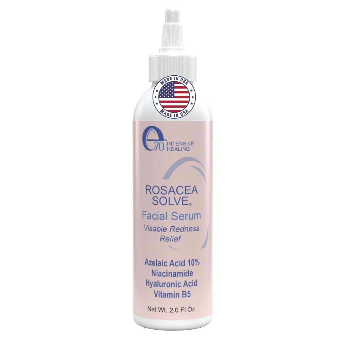 Rosacea Treatment Skincare Face Serum for Women & Men – Gentle Face Serum Moisturizer Redness Reducing Skin Care with 10% Azelaic Acid, Made in USA by e70 (2 fl. oz)