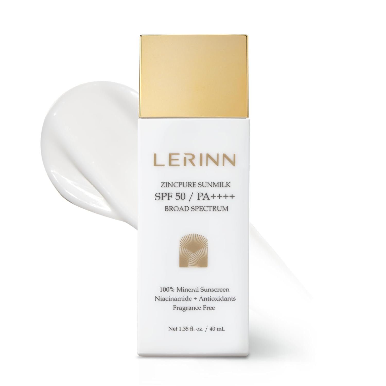 Zinc Oxide Mineral Sunscreen SPF 50 PA++++ | No White Cast Face SPF | Lightweight Daily Sunscreen for Sensitive Skin | Broad Spectrum UVA/UVB | Fragrance Free | Reef-Safe (40ml)
