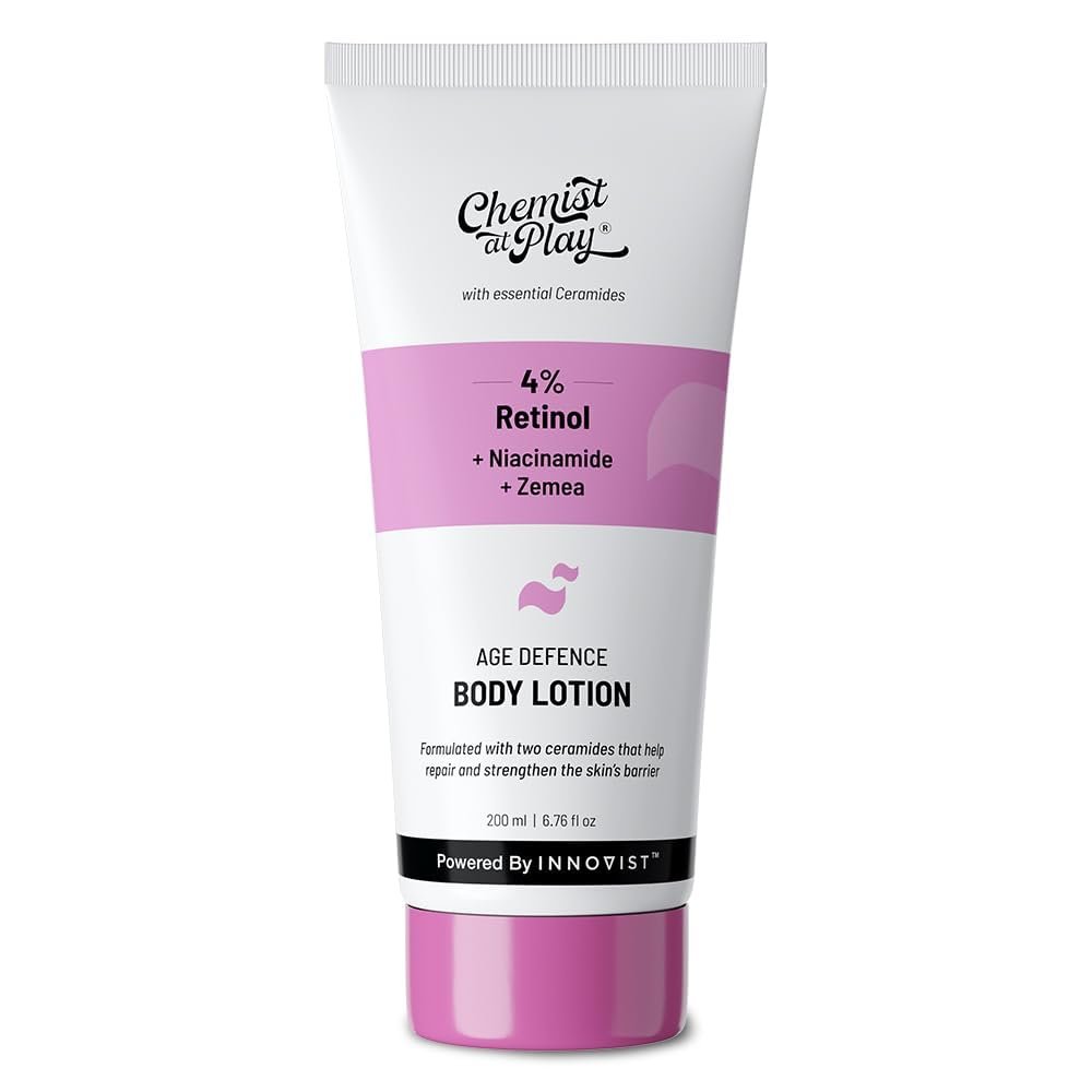 Chemist at Play Anti-Aging Body Lotion with 4% Retinol, Niacinamide & Zemea | Skin Brightening Lotion | Body Lotion for Dry & Oily Skin | Fights Visible Signs Of Aging | Nourshes Skin 7 fl oz.