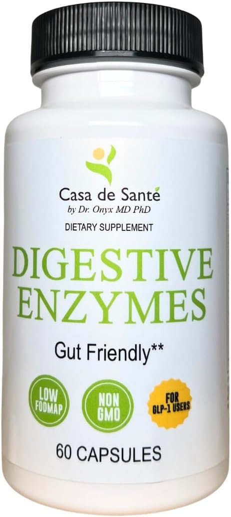 Casa de Sante FODMAP Digestive Enzymes, No High Inulin, Keto Carnivore Intolerance Support, 18 Multi Enzyme Amylase Bromelain Lipase Lactase Protease Papain Alpha galactosidase, More – No GMO