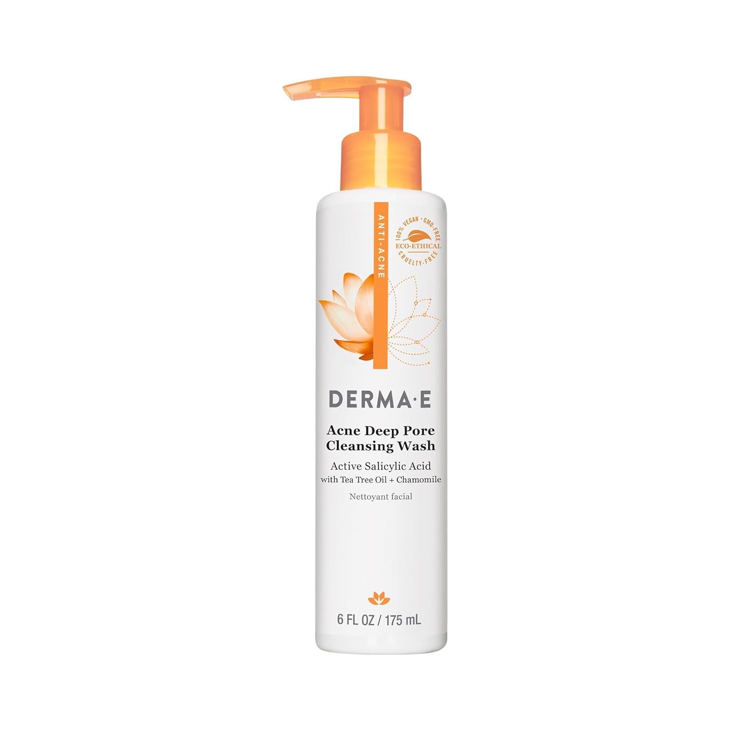 Derma E Acne Deep Pore Cleansing Wash – Blemish Control Facial Cleanser with Salicylic Acid – Gentle Oil Control Face Wash Soothes and Balances Skin, 6 fl oz
