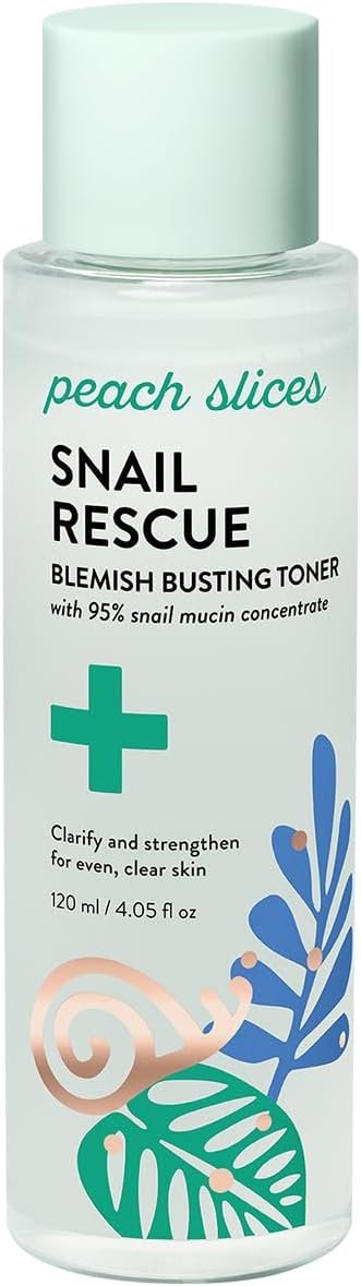 Peach Slices – Snail Rescue Blemish Busting Toner (4.05 oz) – 95% Snail Mucin Concentrate – Clarify, Strengthen, Balance – Hyaluronic Acid & CICA – Clean & Cruelty Free – Korean Skin Care & Beauty