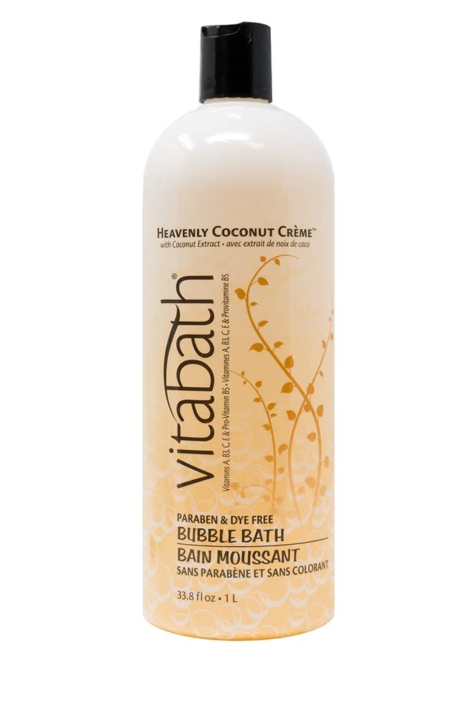 Vitabath Heavenly Coconut Crème Bubble Bath Rich Foaming Bubbly Soak & Relaxing Aromatherapy Moisturizing & Nourishing Indulgent Suds for Women & Men All Skin Types – 33.8 fl oz