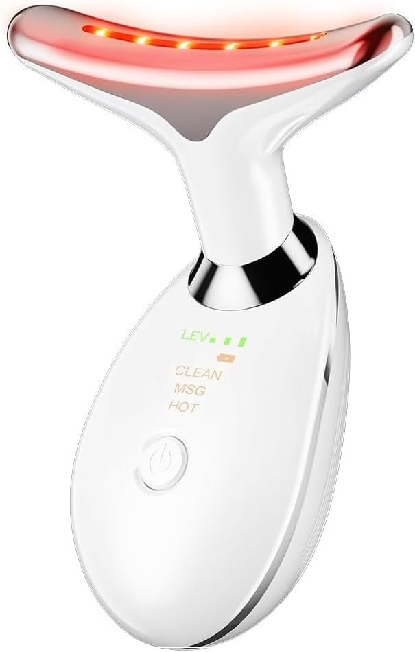7-Color Rechargeable Neck & Face Massager with Vibration Technology, Portable Skin Care Sculpting Tool and Beauty Device
