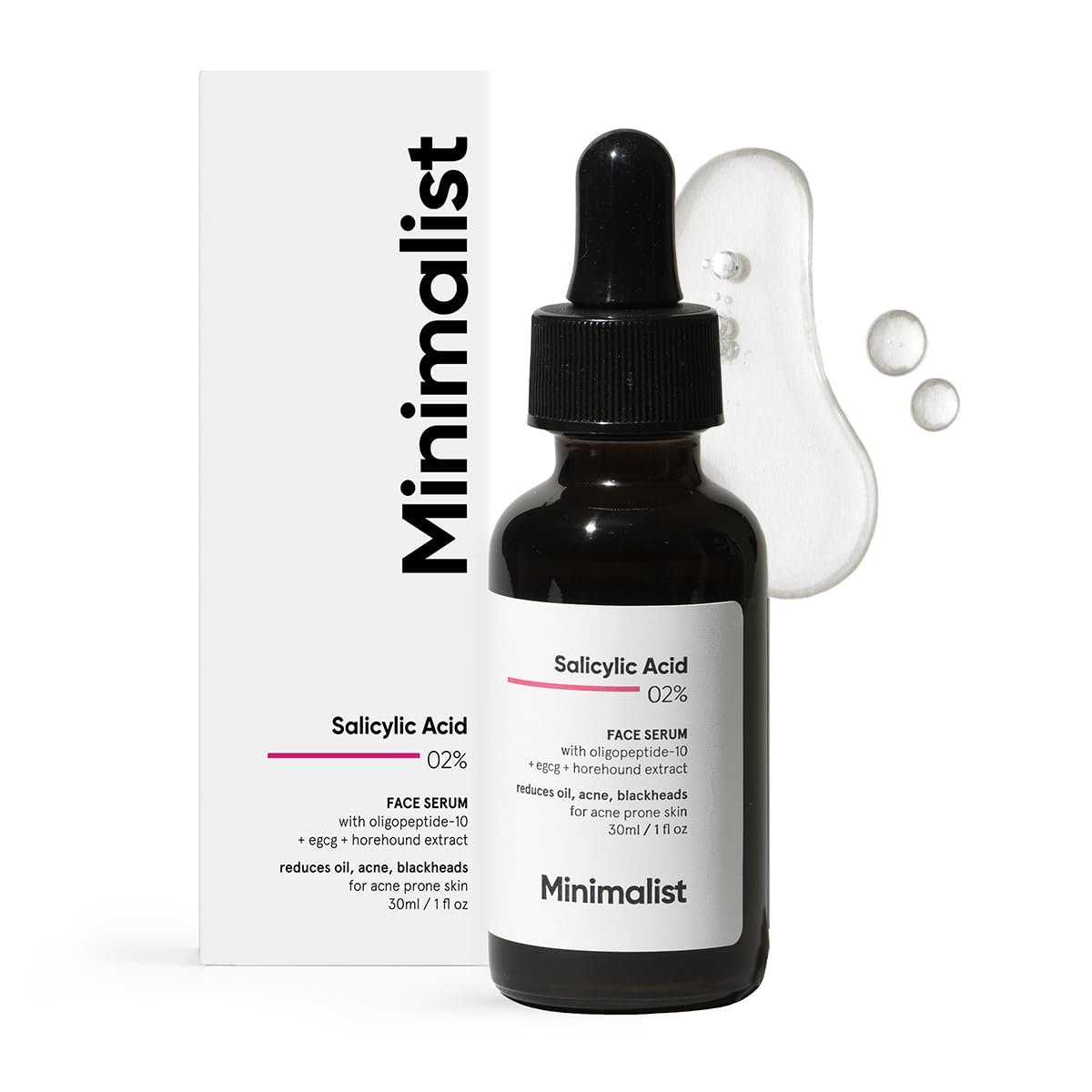 Salicylic Acid 2% Face Serum for Acne, Oil Control & Open Pores | Minimalist Acne Control Serum | BHA Exfoliant for Uneven Skin Tone | For Women & Men | 1Fl Oz/30ml