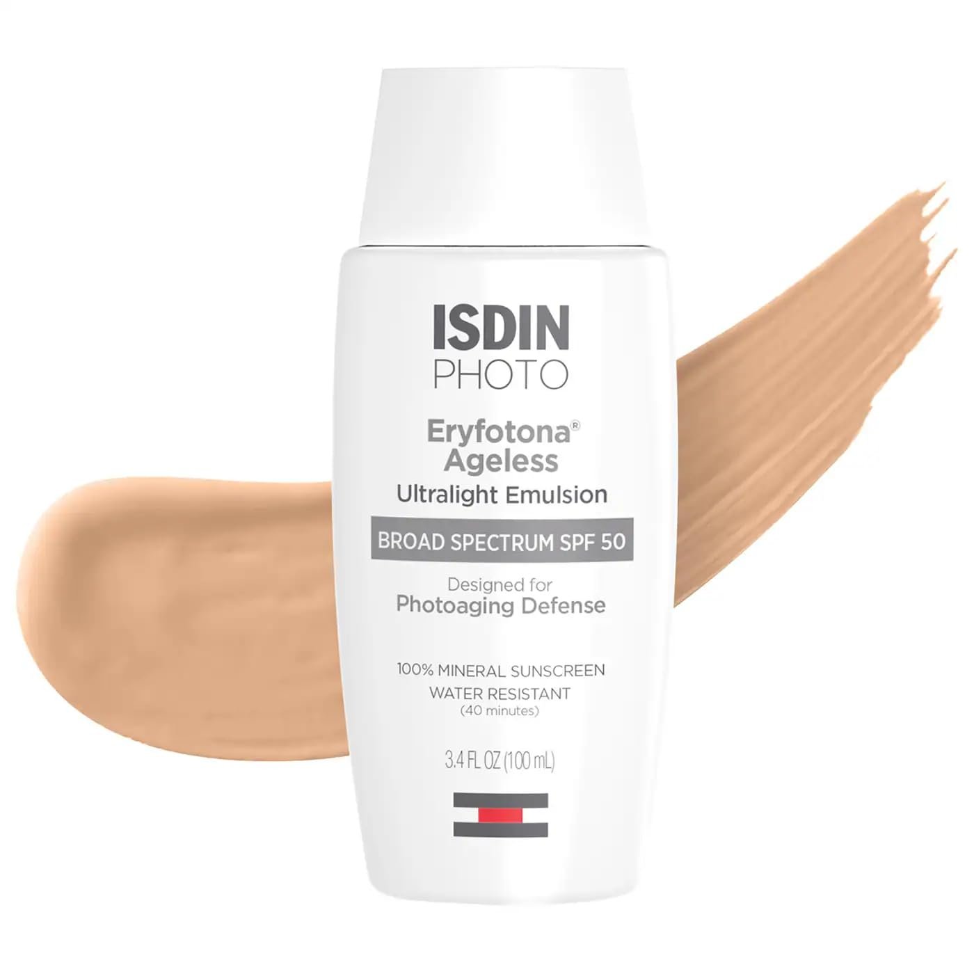 ISDIN Eryfotona Ageless Tinted Mineral Sunscreen SPF 50, Anti-Aging Face Sunscreen with Zinc Oxide, DNA Repairsomes & Vitamin E, Universal Tint No White Cast, Dermatologist Recommended