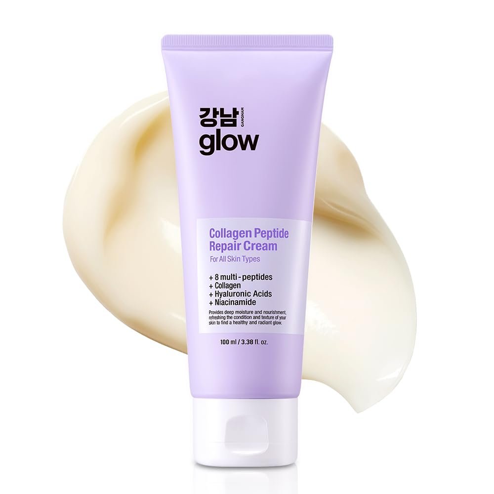 GANGNAM GLOW Collagen Peptide Repair Cream – Face Moisturizer with Collagen Peptides and Niacinamide, Day and Night Cream with Retinol, Korean Skin Care (3.38 fl.oz / 100ml)