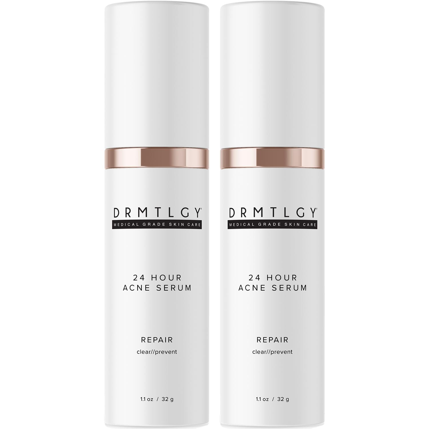 DRMTLGY Acne Spot Treatment and Cystic Acne Treatment. Acne Serum with Micronized Benzoyl Peroxide 5% and Glycolic Acid. 1.1 oz, 2 pack