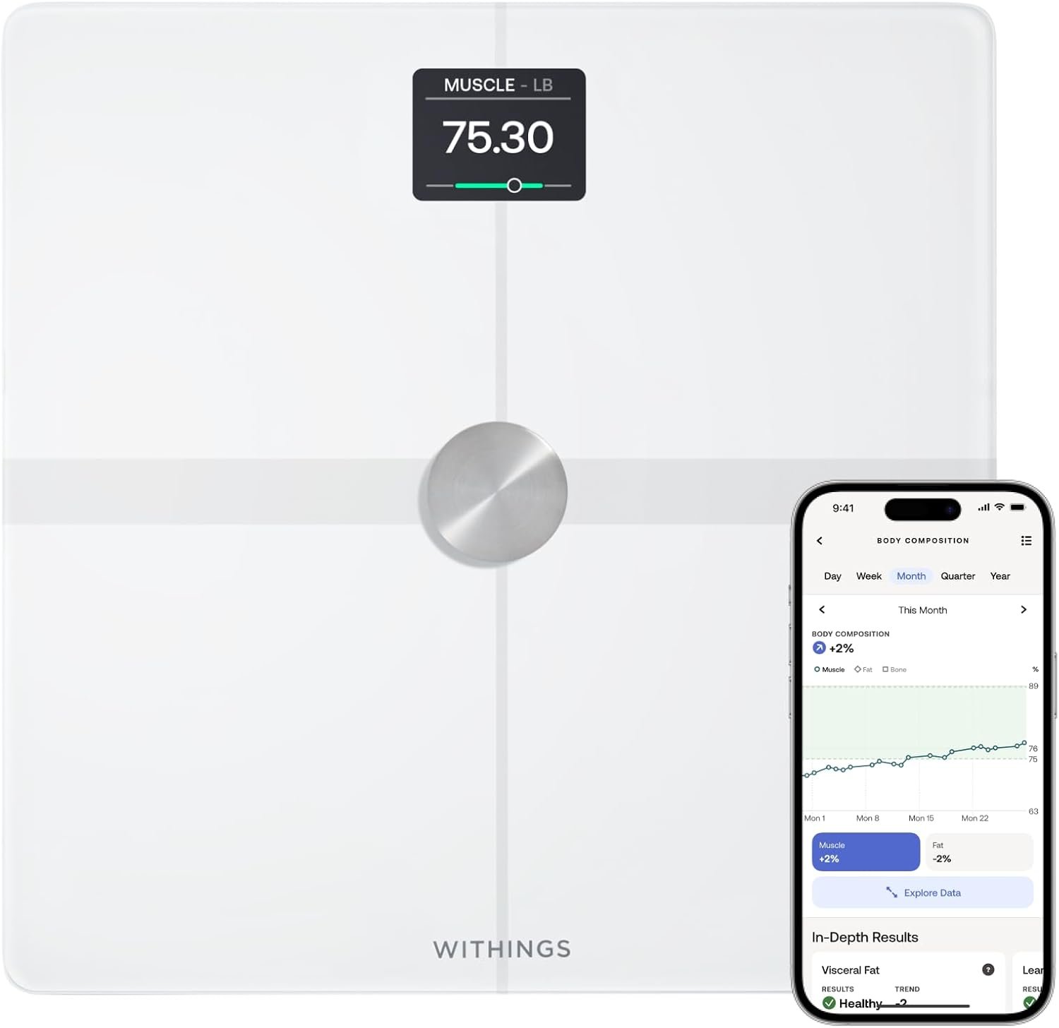 WITHINGS Body Smart – Accurate Scale for Body Weight and Fat Percentage, Body Composition Wi-Fi and Bluetooth Weight Scale, Baby Weight Scale, Smart Scale Apple Health Compatible, Bathroom Scale