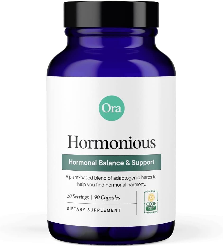 Ora Organic Natural Hormone Balance Supplement & Hormonal Acne Relief for Women – Support Skin, Mood, Energy, PMS & Menopause – Ashwagandha, Maca, Burdock Root, Cordyceps & VIT C – 90 Capsules