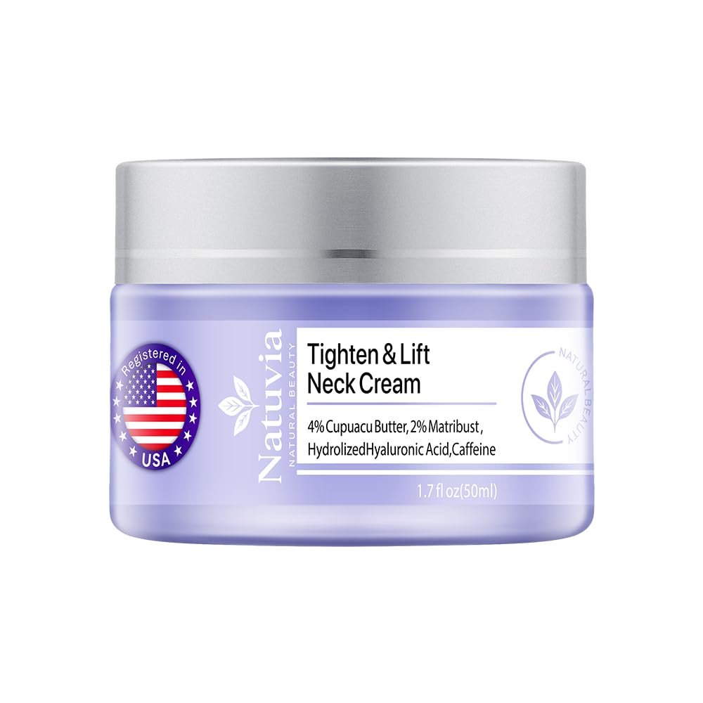 Tighten, Lift Neck Cream – Anti-Aging, Firming Moisturizer with Hyaluronic Acid, Cupuacu Butter, Caffeine – Lifts Sagging Skin, Smooths Wrinkles, Hydrates Neck & Decollete WOMEN & MEN