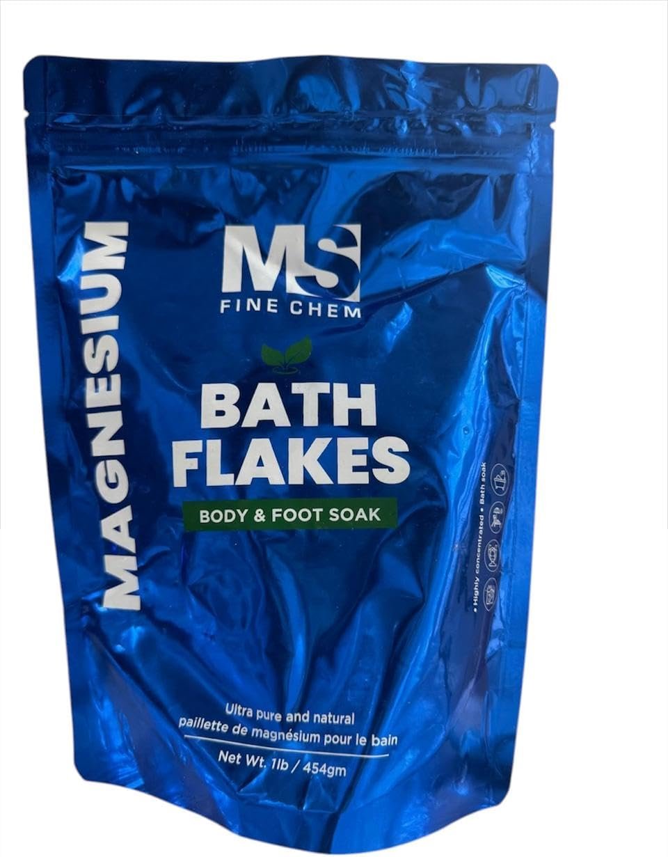 Pure Magnesium Flakes, 1lb| Great for Foot & Body Bath Soaks | Natural Magnesium Chloride Minerals | Better Absorption Over Epsom Salt | Relaxation & Skin Hydration Support