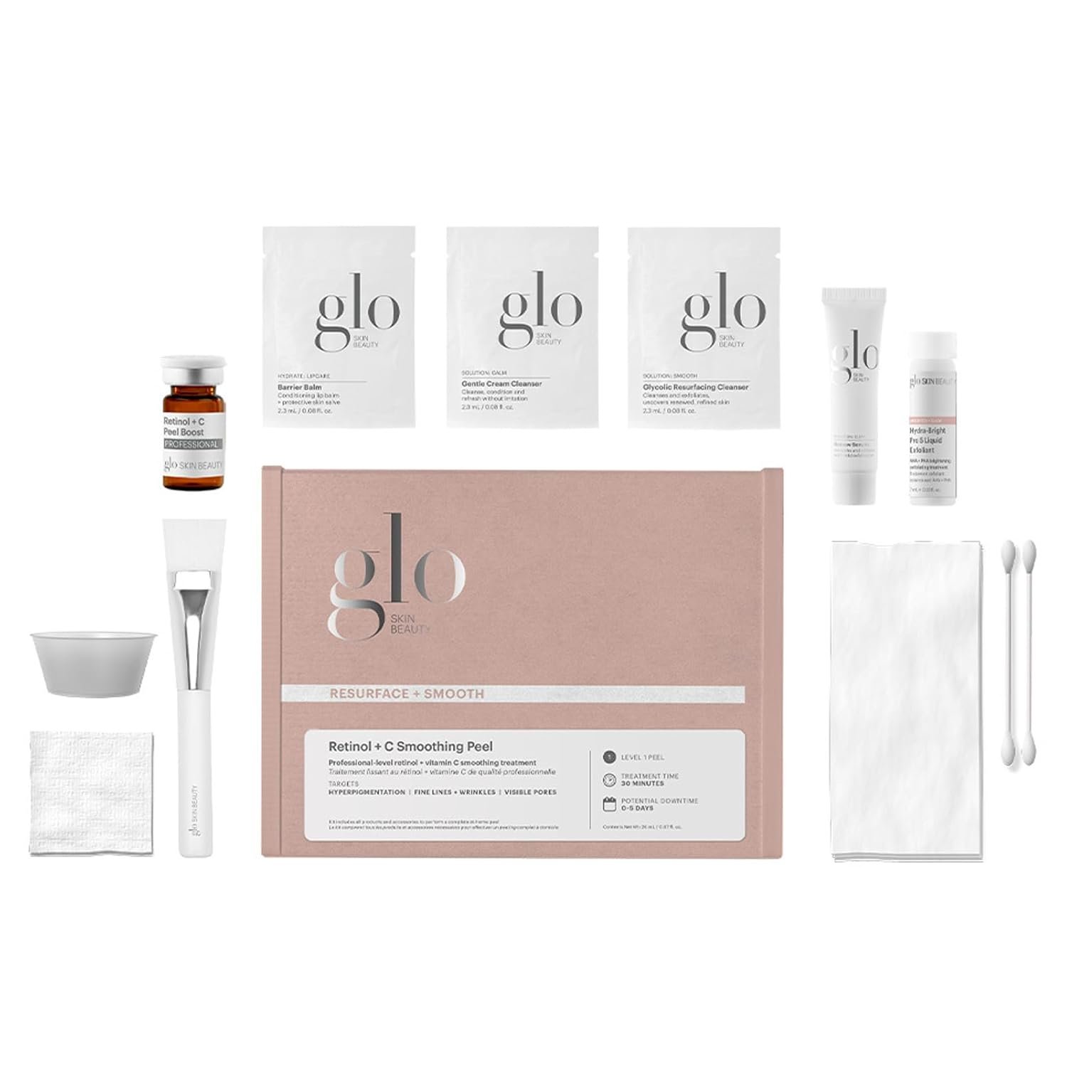 Glo Skin Beauty Retinol + Vitamin C Smoothing Peel in A Box – At-Home Peel Kit, Exfoliates, Refines and Brightens, Smoothing and Restoring Skin’s Radiance