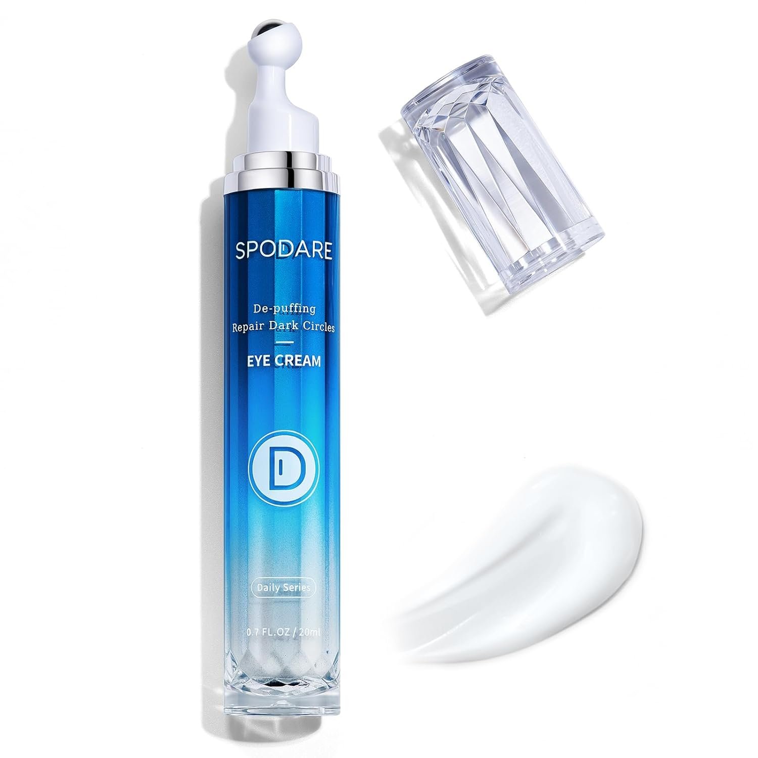 SPODARE Caffeine Eye Cream, Under Eye Cream for Dark Circles, Puffiness & Puffy Bags, Wrinkles Fine Lines, Eye Roller Serum with 360° Massage Ball for Women and Men – 0.7 fl. oz