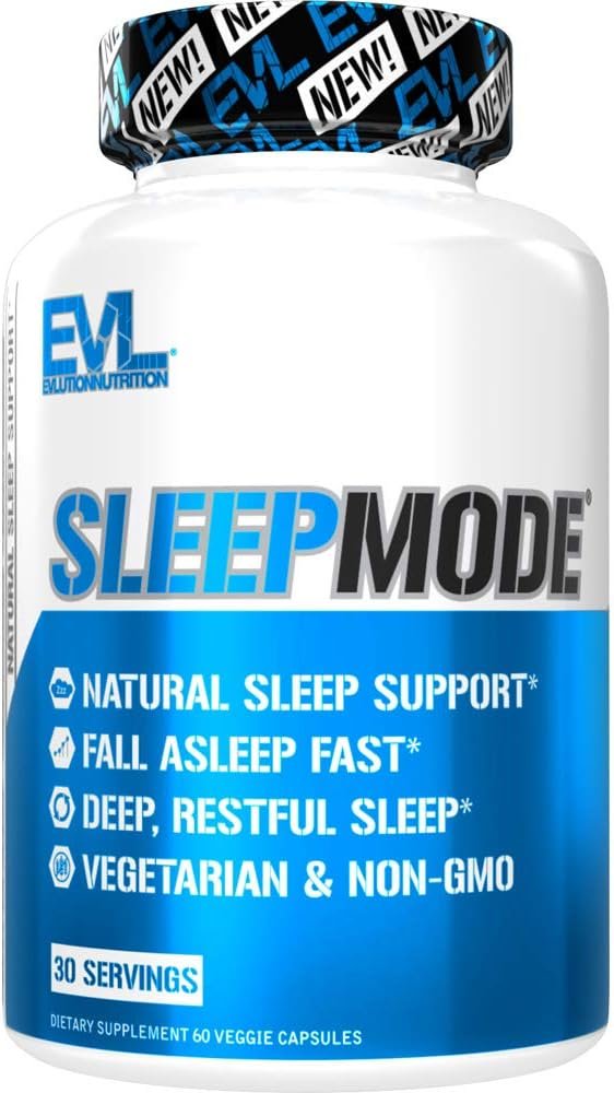 Evlution Nutrition Herbal Complex Sleep Supplements for Adults Gentle Sleep Support Adult Melatonin Pills with Valerian L-Tryptophan Lemon Balm and More – Restful Calm Capsules – 30 Servings