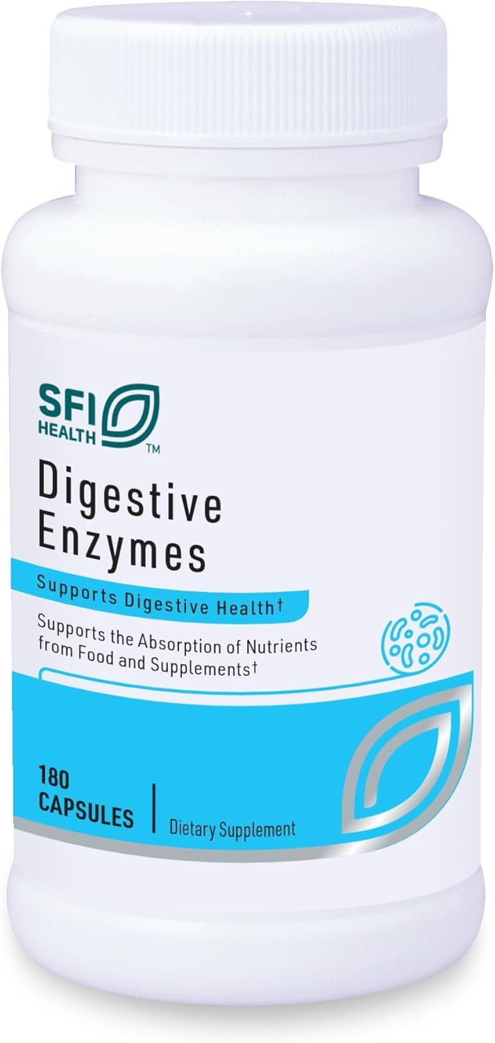 Klaire Labs SFI Health Digestive Enzymes – Gut Health Supplements with Lipase, Amylase & Protease Enzymes for Digestion – Aid Nutrient Absorption – Help Occasional GI Discomfort (180 Capsules)