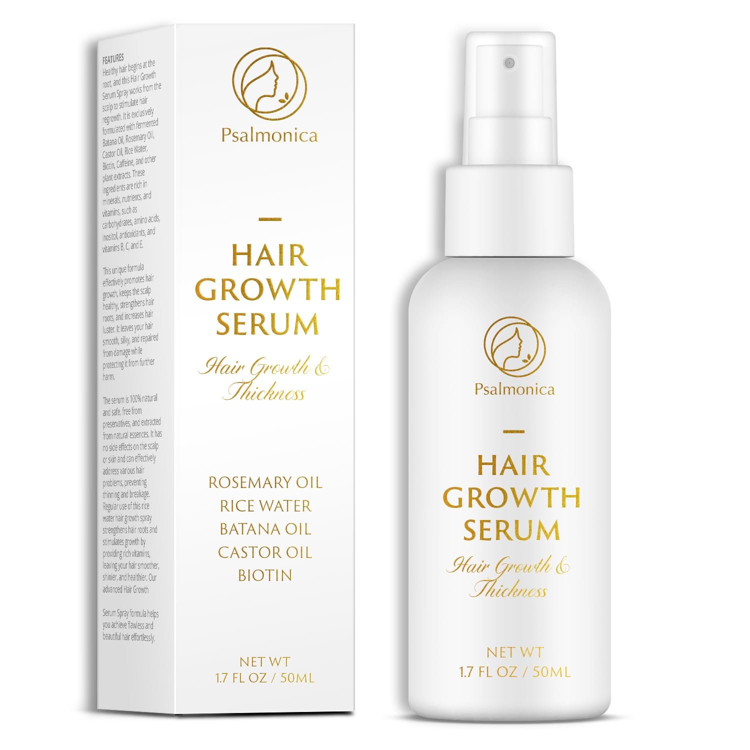 Hair Growth Serum: Rosemary Batana Castor Oil Rice Water Biotin Hair Oils for Hair Growth – Hair Growth Thickening Product – Hair Loss Treatments for Women Men(50 ML)