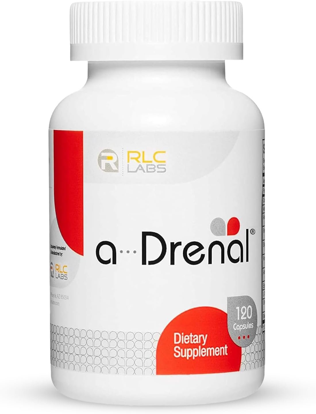 RLC Labs a-Drenal, 120 Capsules – Herbal, Cortisol Supplement with Ashwagandha, Ginger & Rhodiola to Support Balance, Mood, Energy & Vitality – Adrenal Support Formula (1 Month Supply)