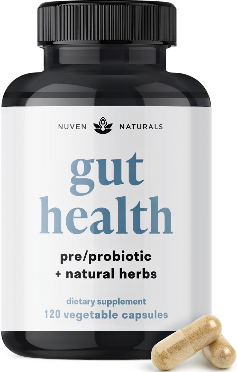 Nuven Naturals All-in-One Gut Health w/Probiotics, Prebiotics, Digestion-Supporting Herbs, and Adaptogens – Leaky Gut Repair Formula to Support Gut Lining, Aid in Digestion, and Promote Good Bacteria