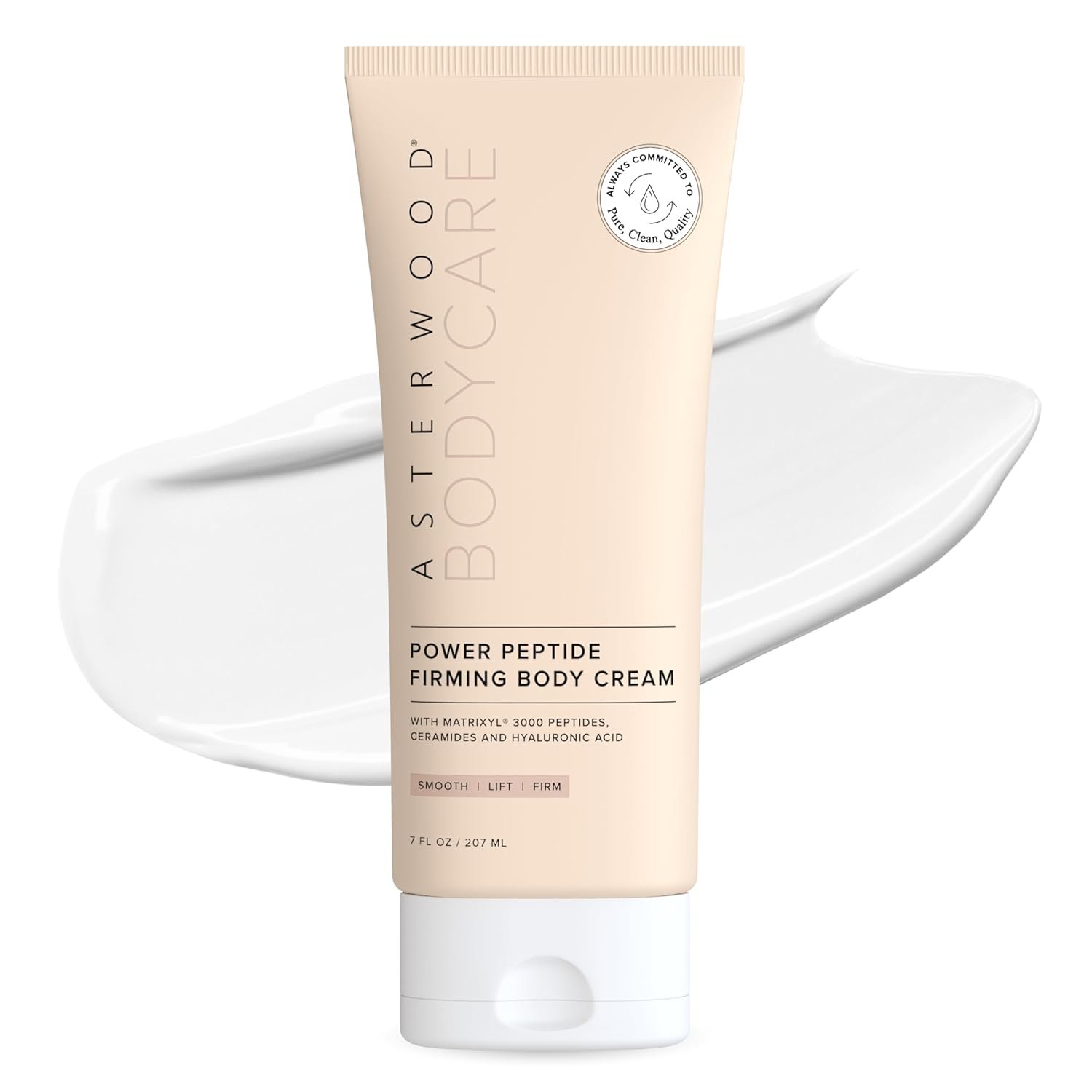 Asterwood Firming Body Cream & Moisturizer – Skin Tightening Cream for Body – Matrixyl 3000 Peptides, Ceramides, & Hyaluronic Acid – Fragrance-Free – 7 Fl Oz