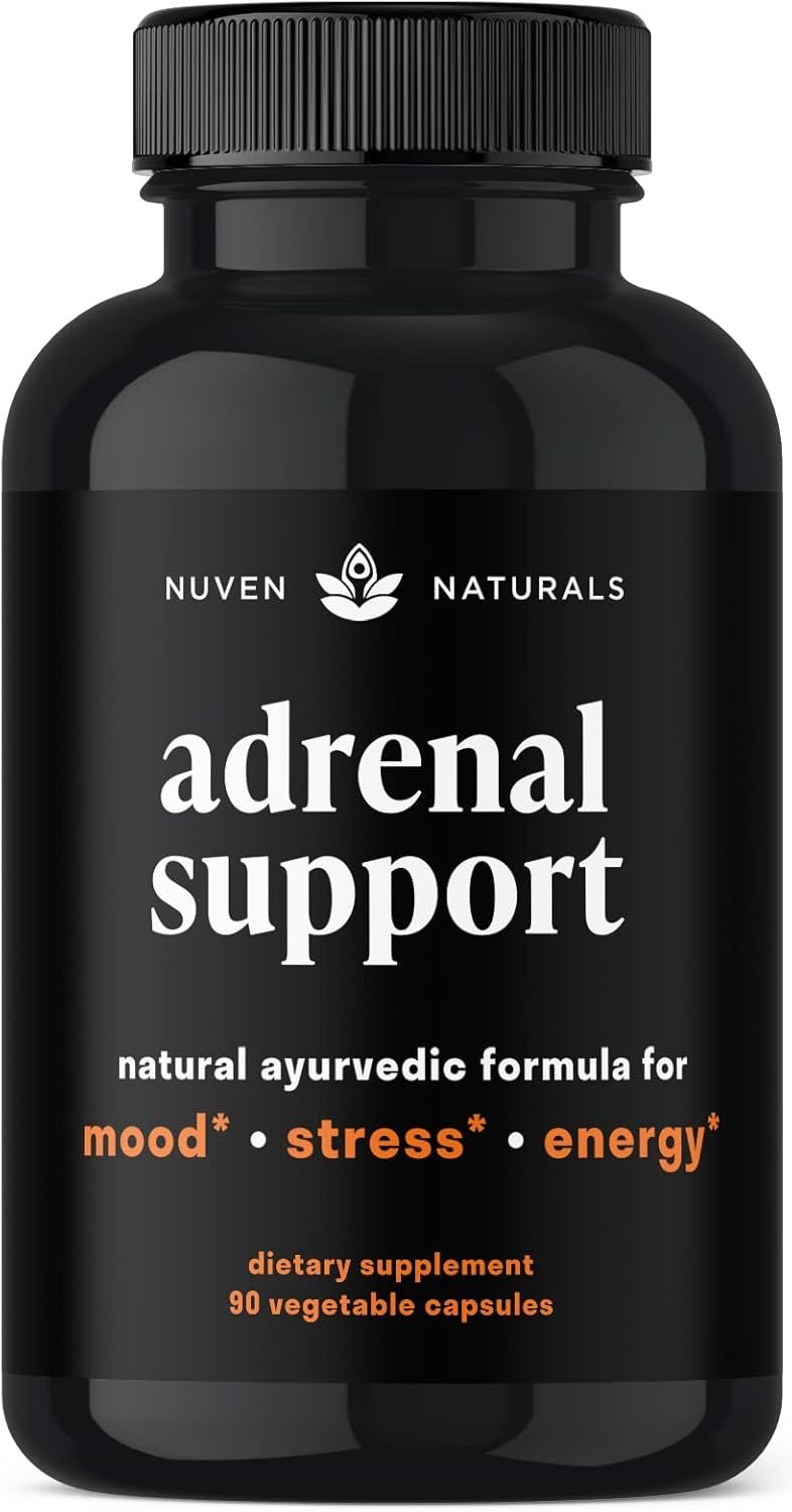Nuven Naturals Adrenal Support – Cortisol Manager & Adrenal Support Supplements with Ashwagandha Extract, Rhodiola Rosea, Holy Basil to Help Stress, Fatigue & Energy | Adaptogens | 90 Capsules