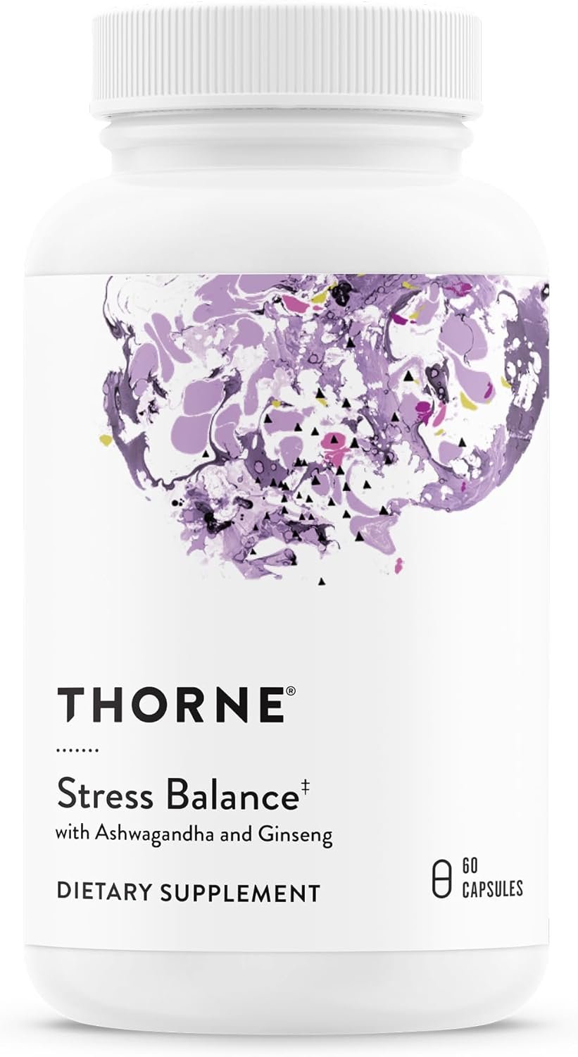 THORNE – Stress Balance – Adrenal Support Supplement with B Vitamins, Vitamin C, Ashwagandha, Ginseng & Zinc* – Third-Party Certified – Gluten, Dairy & Soy-Free – 60 Capsules