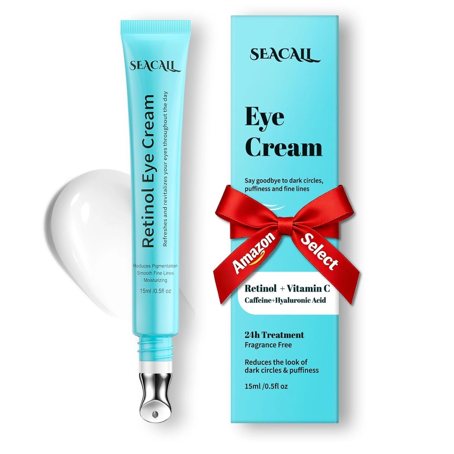 Retinol Eye Cream – Anti Aging Under Eye Cream with Hyaluronic Acid & Caffeine, Eye Serum for Dark Circles & Puffiness, Reduces Wrinkles & Repairs Eye Area (15ml)