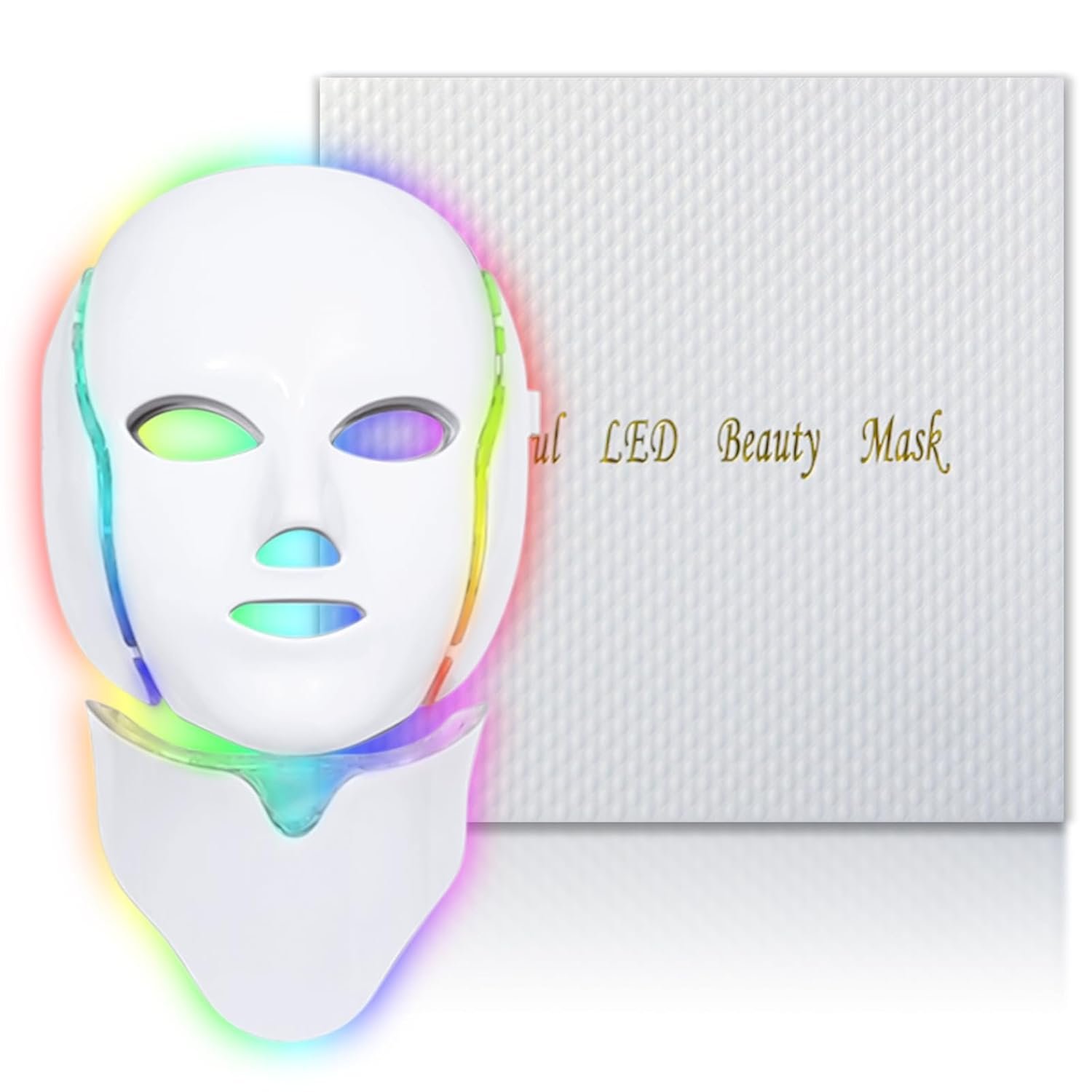 EVFOFO Red Light Therapy Mask for Face, 7 Custom Modes with 850nm Infrared & 630nm Red Light, Portable LED Face Mask Light Therapy with Timer for Home Use, White