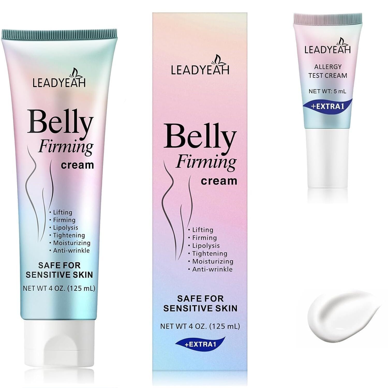 Firming Body Cream for Belly, Thighs & Butt, Hydrating Tightening Lotion for Women & Men, Body Moisturizer for Smooth, Toned Look Skin, Fast Absorbing Daily Care, 125 ml