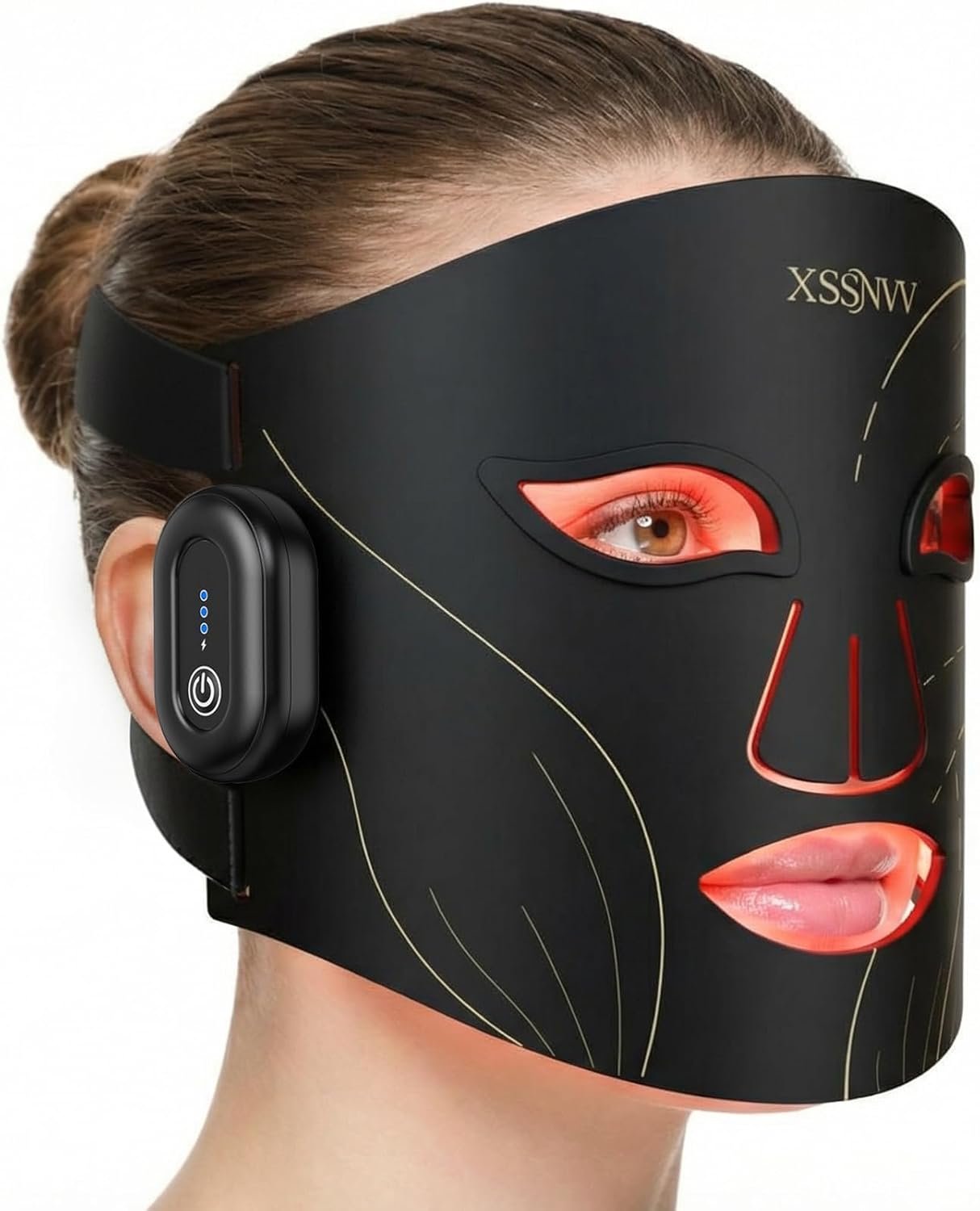 Red Light Therapy for Face – 4 Mode Cordless LED Face Mask with 850NM Infrared, Red, Blue & Amber Light, 10-Min Timing Function, 272 LED Beads, Eyes Protection, Rechargeable for At-Home & Travel