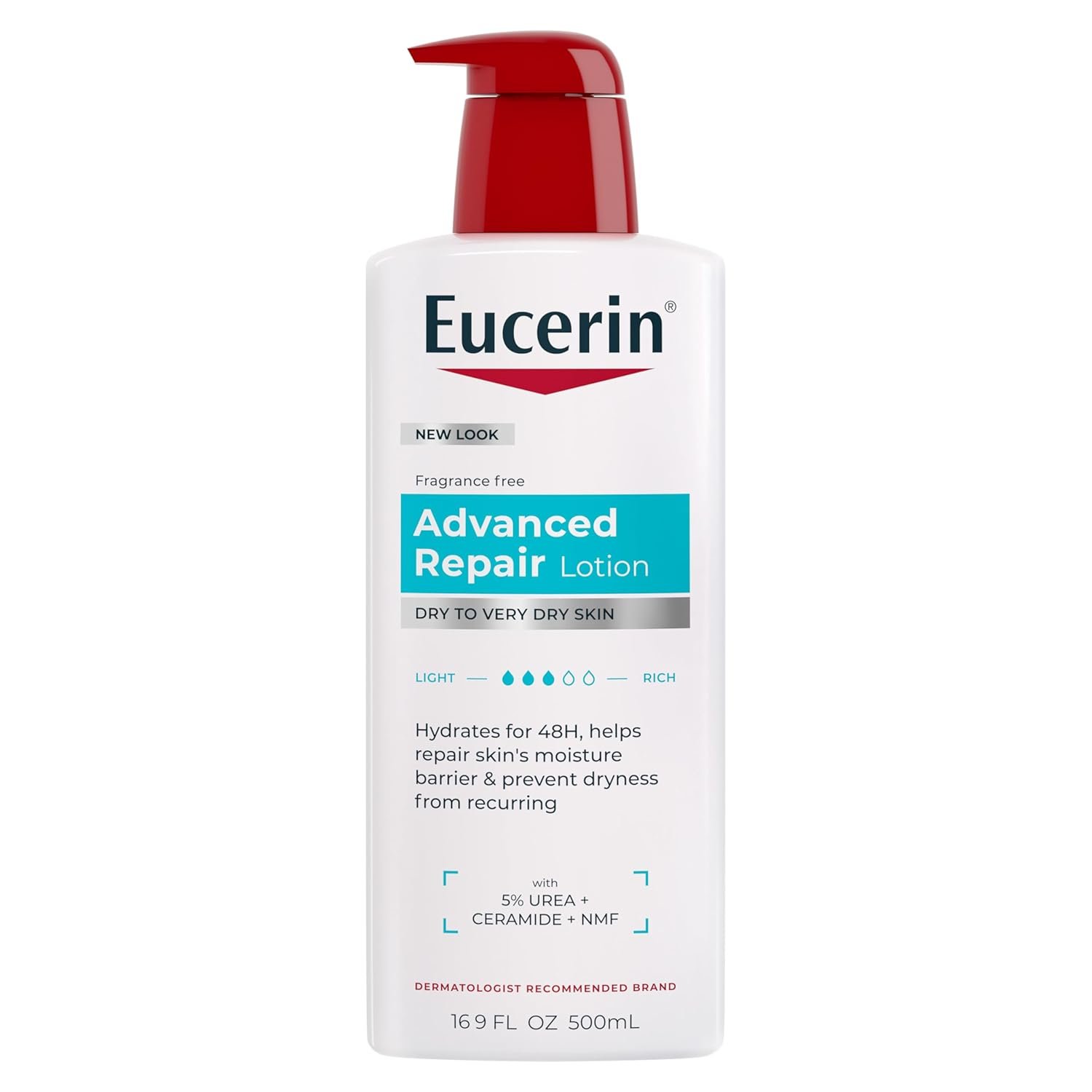 Eucerin Advanced Repair Body Lotion for Very Dry Skin, Unscented Lotion Formulated with Ceramides, Mothers Day Gifts, 16.9 Fl Oz Bottle