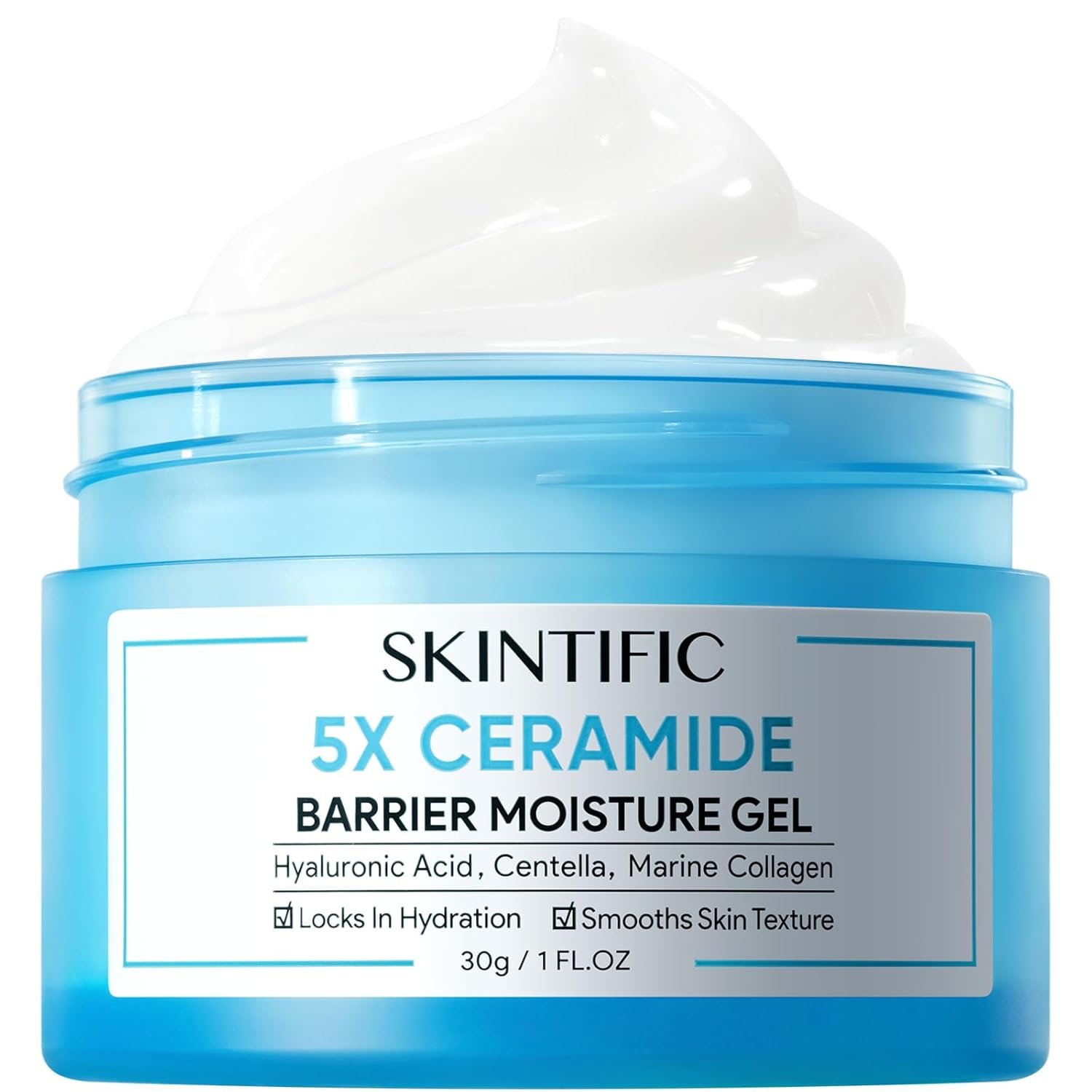 SKINTIFIC Face Moisturizer with 5X Ceramides, Hydrating Moisture Barrier Repair Cream for Sensitive/Oil Skin Types, Hyaluronic Acid & Centella, Daily Facial Moisturizer, Non-Comedogenic 30g/1 fl.oz