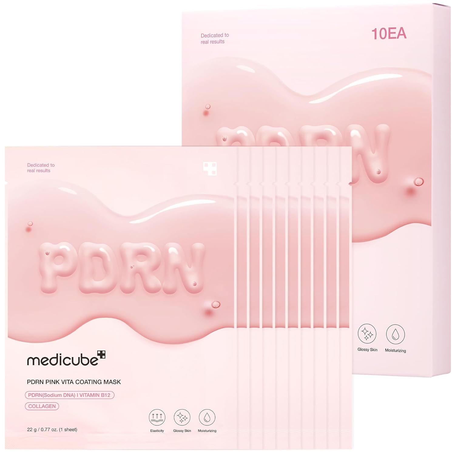 medicube Salmon DNA PDRN Pink Vita Coating Sheet Mask 10EA – Korean sheet mask for glass skin – Luxurious Home care Mask for Hydration, Firming, and Balanced Skin, Korean Skin Care (22g/0.77oz x 10ea)