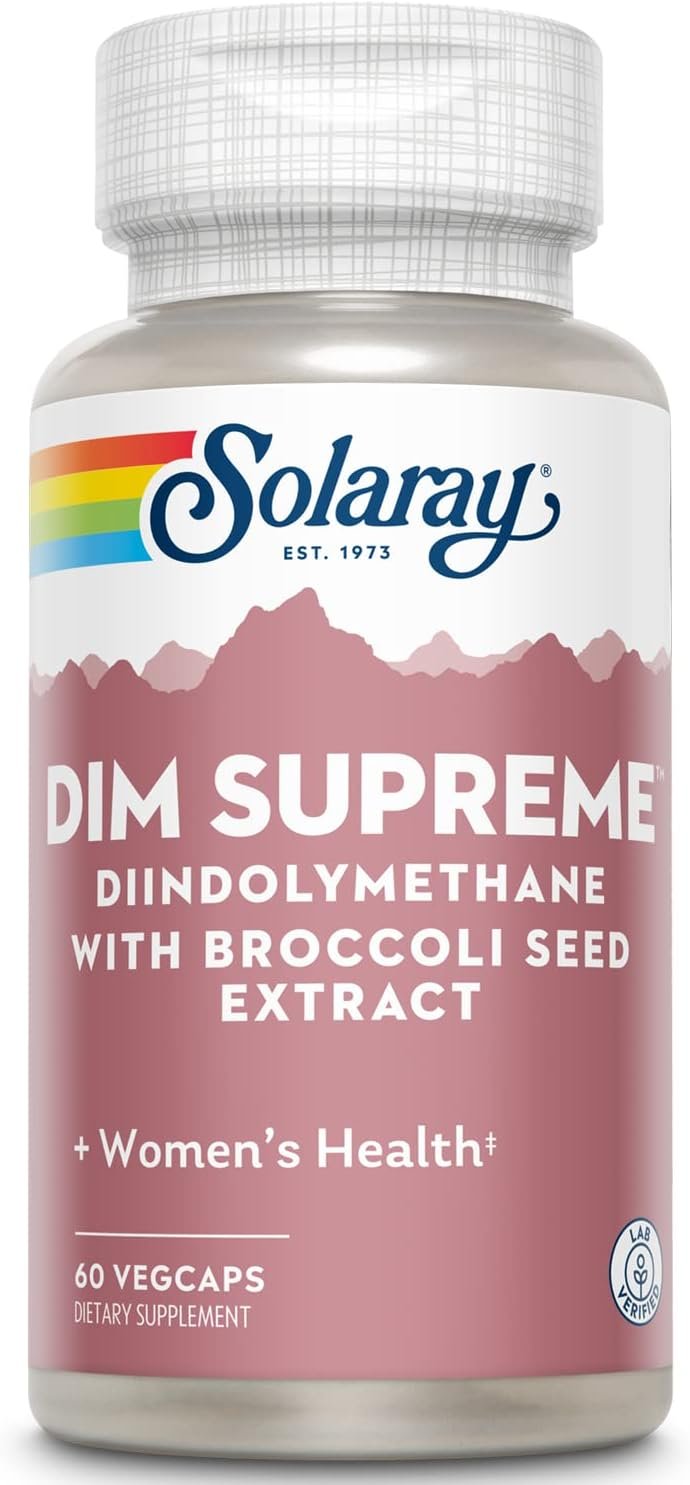 SOLARAY DIM Supreme – DIM Supplement 100mg – Diindolylmethane DIM Complex with Broccoli Seed Extract and Bioflavonoids – Women’s Health and Balance Support – 60-Day Guarantee – 60 Servings, 60 VegCaps