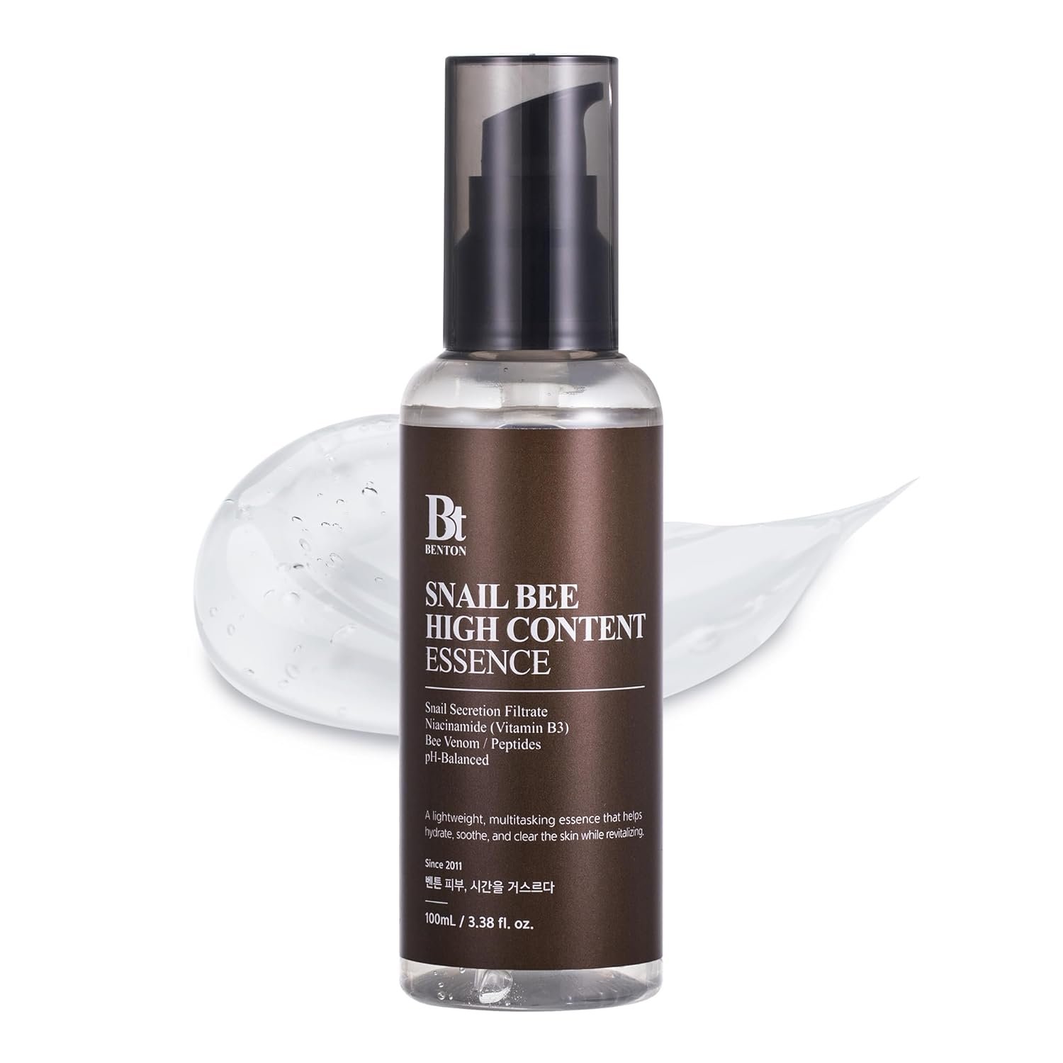 BENTON Snail Bee High Content Essence 100ml (3.38 fl oz.) – Snail Mucin Essence with Niacinamide & Bee Venom | Korean Skin Care Face Moisturizer For Women & Men with Combination, Oily Skin